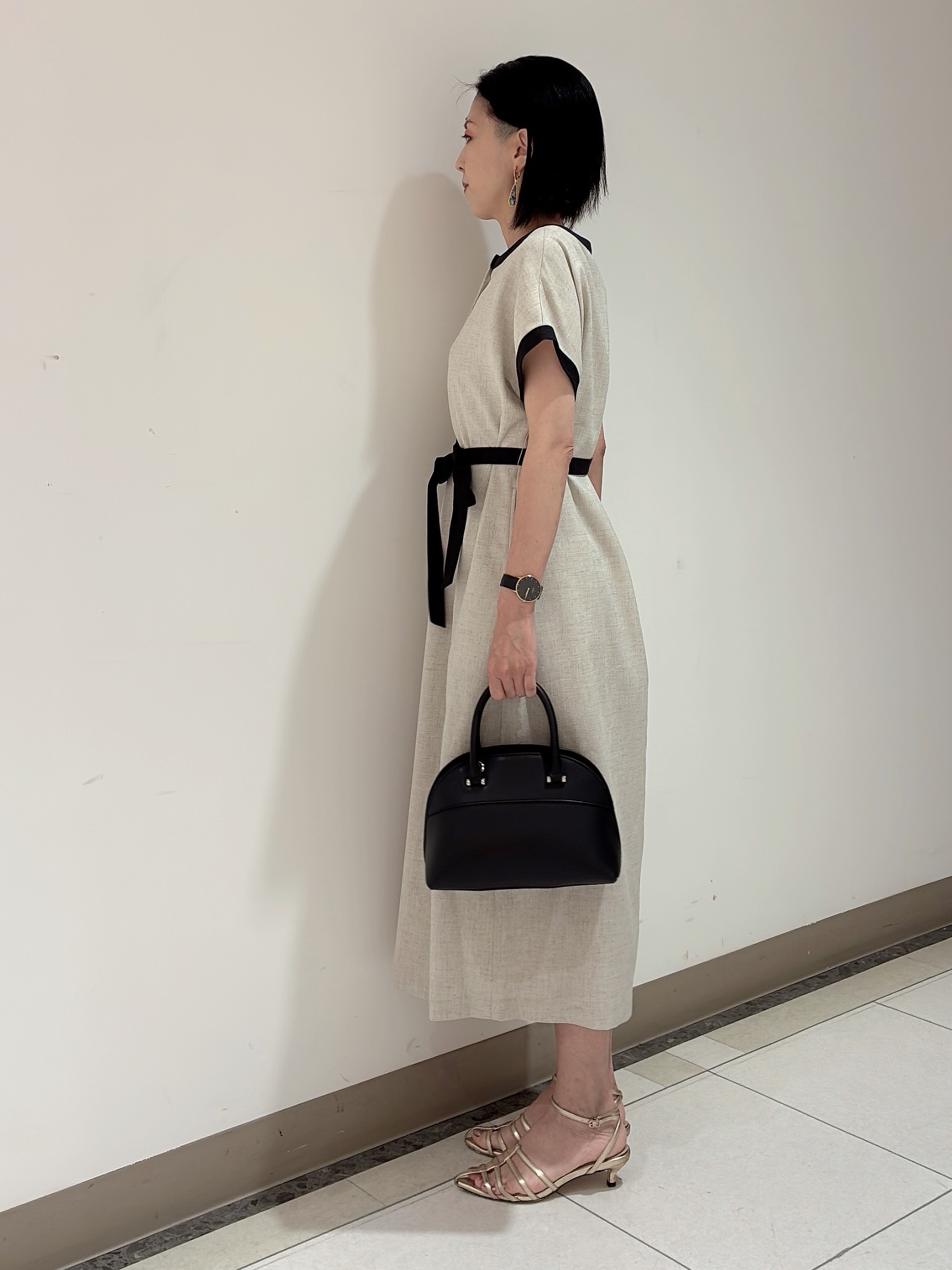 環さんの「UNTITLED｜【接触冷感/UVカット/イージーケア】配色ラインワンピース」を使ったコーディネート