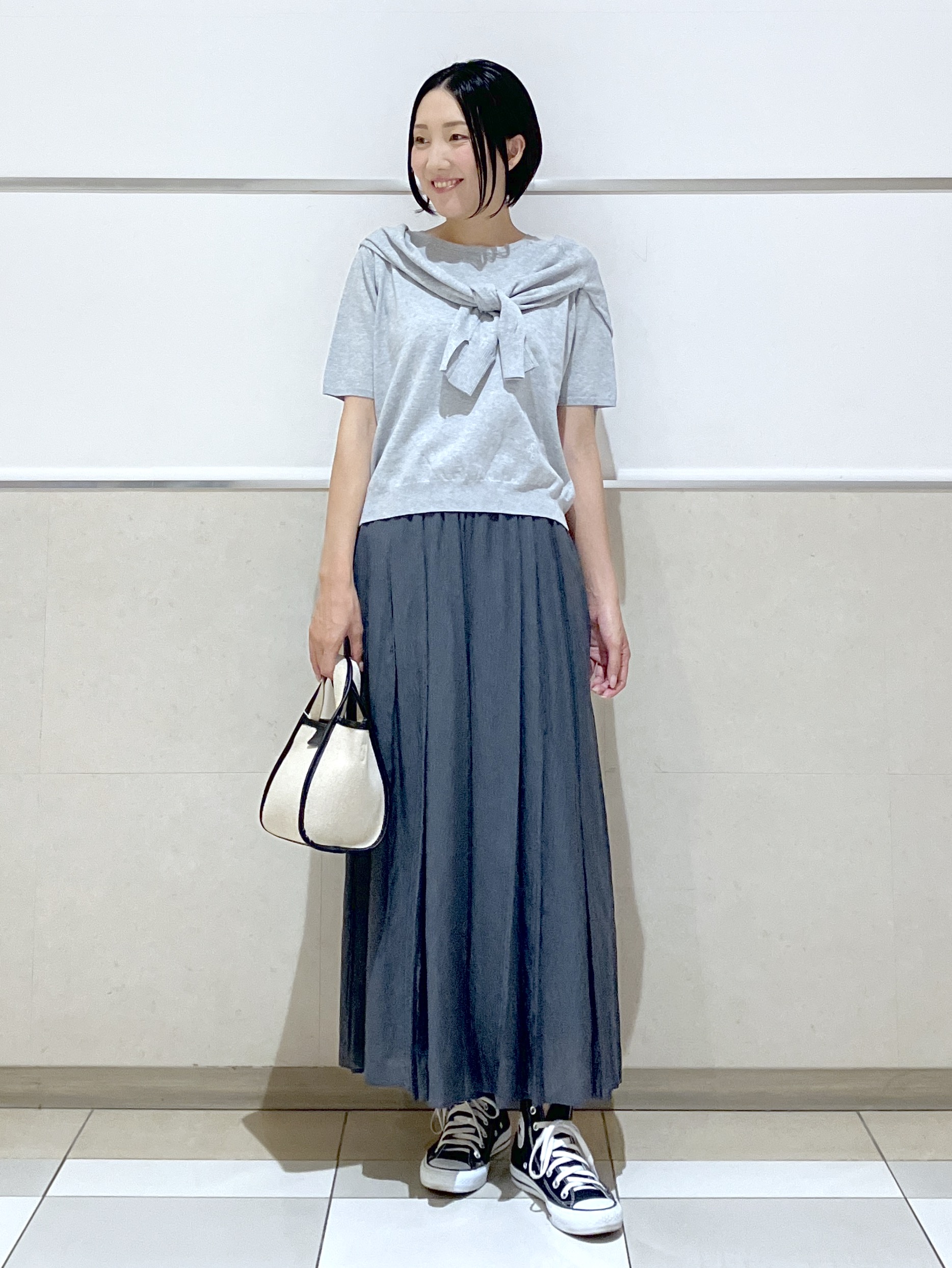eriko さんの「Dessin｜【9色展開/接触冷感/UVカット】ドライタッチサマーニットT」を使ったコーディネート