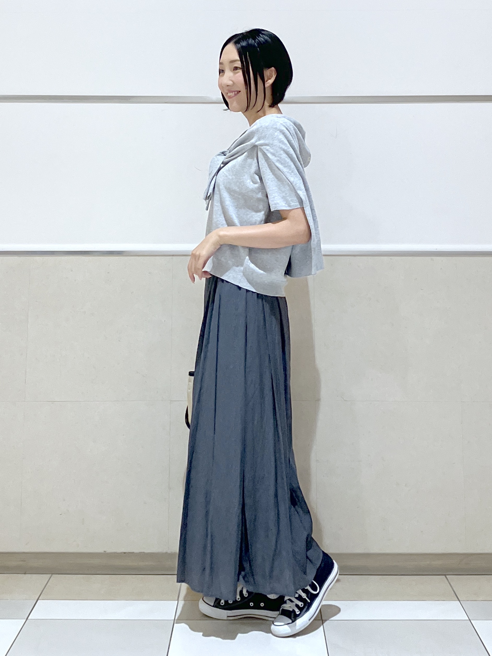 eriko さんの「Dessin｜【9色展開/接触冷感/UVカット】ドライタッチサマーニットT」を使ったコーディネート