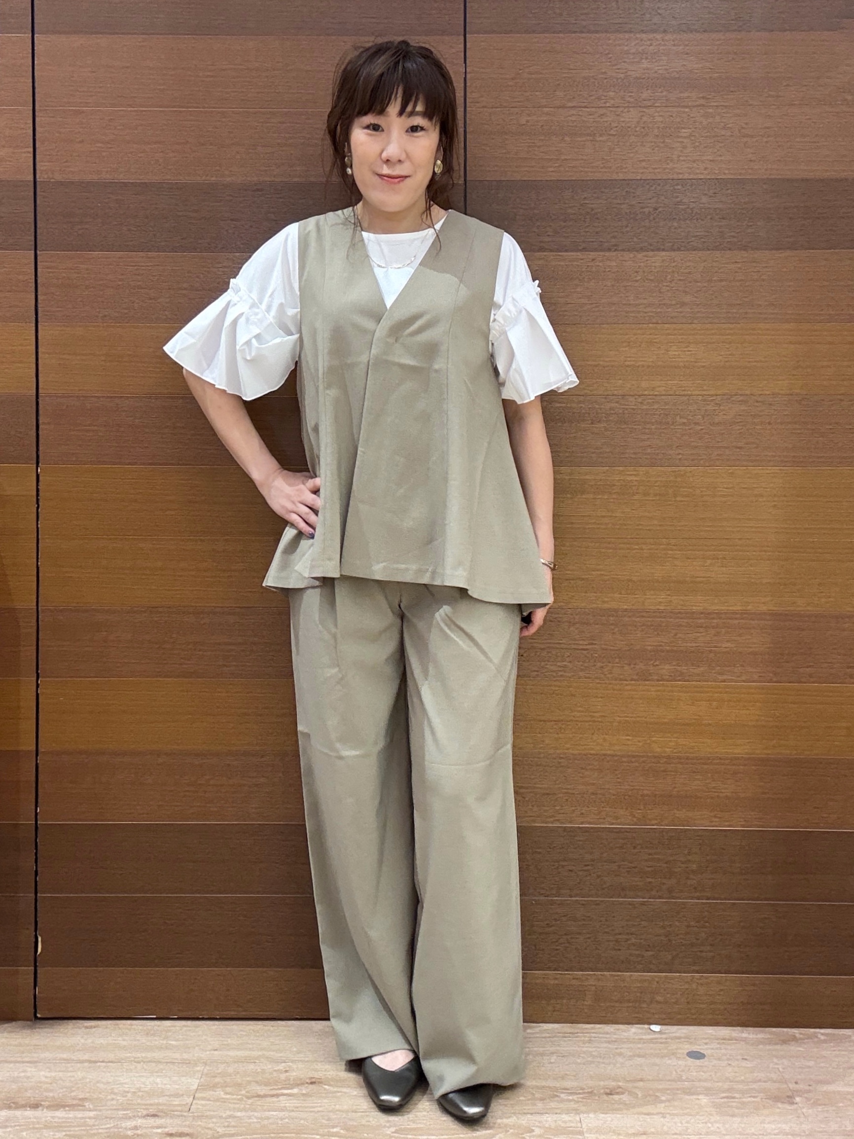 maichiさんの「OPAQUE.CLIP｜【吸水速乾】フレアジレ《洗濯機OK／セットアップ対応可》」を使ったコーディネート
