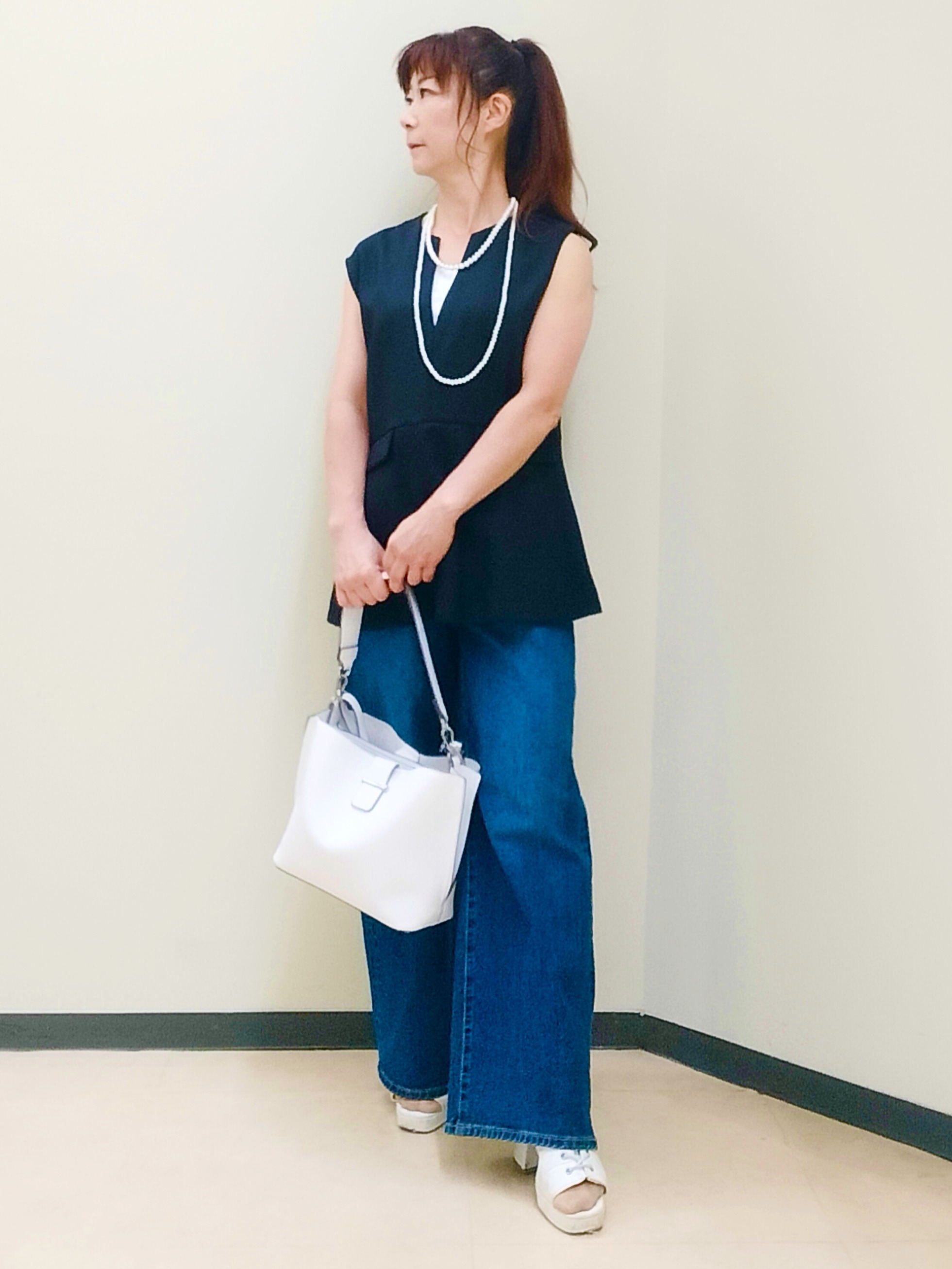 花さんの「Reflect｜【セットアップ可】リネンライクプルオーバージレ」を使ったコーディネート