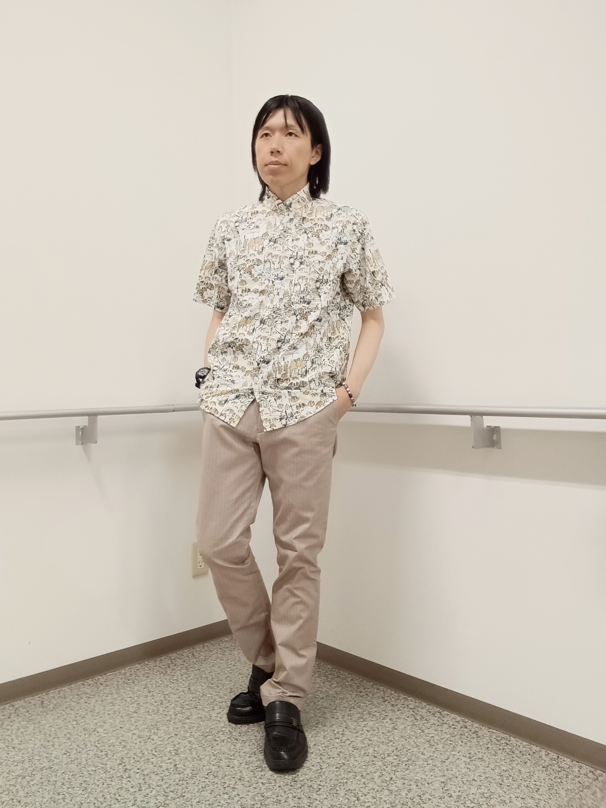 moritaさんの「TAKEO KIKUCHI｜【抗菌防臭】COOL DOTS（R）ドビープリント ジャケット」を使ったコーディネート
