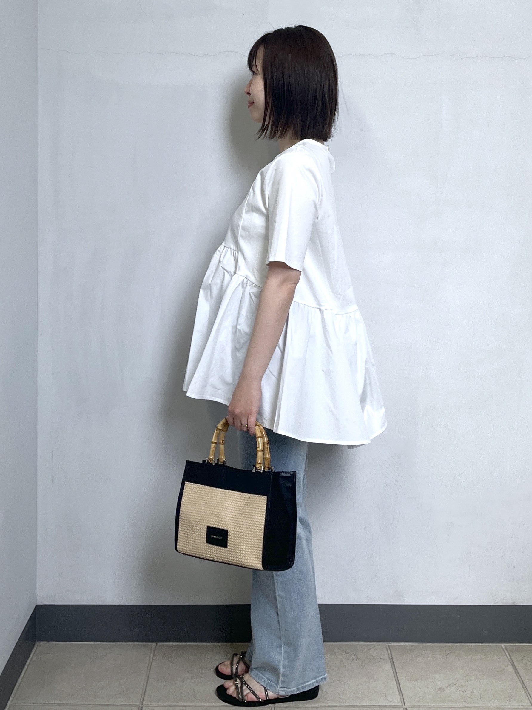 mikiさんの「OPAQUE.CLIP｜ペプラムドッキングカットソー【洗濯機OK】」を使ったコーディネート