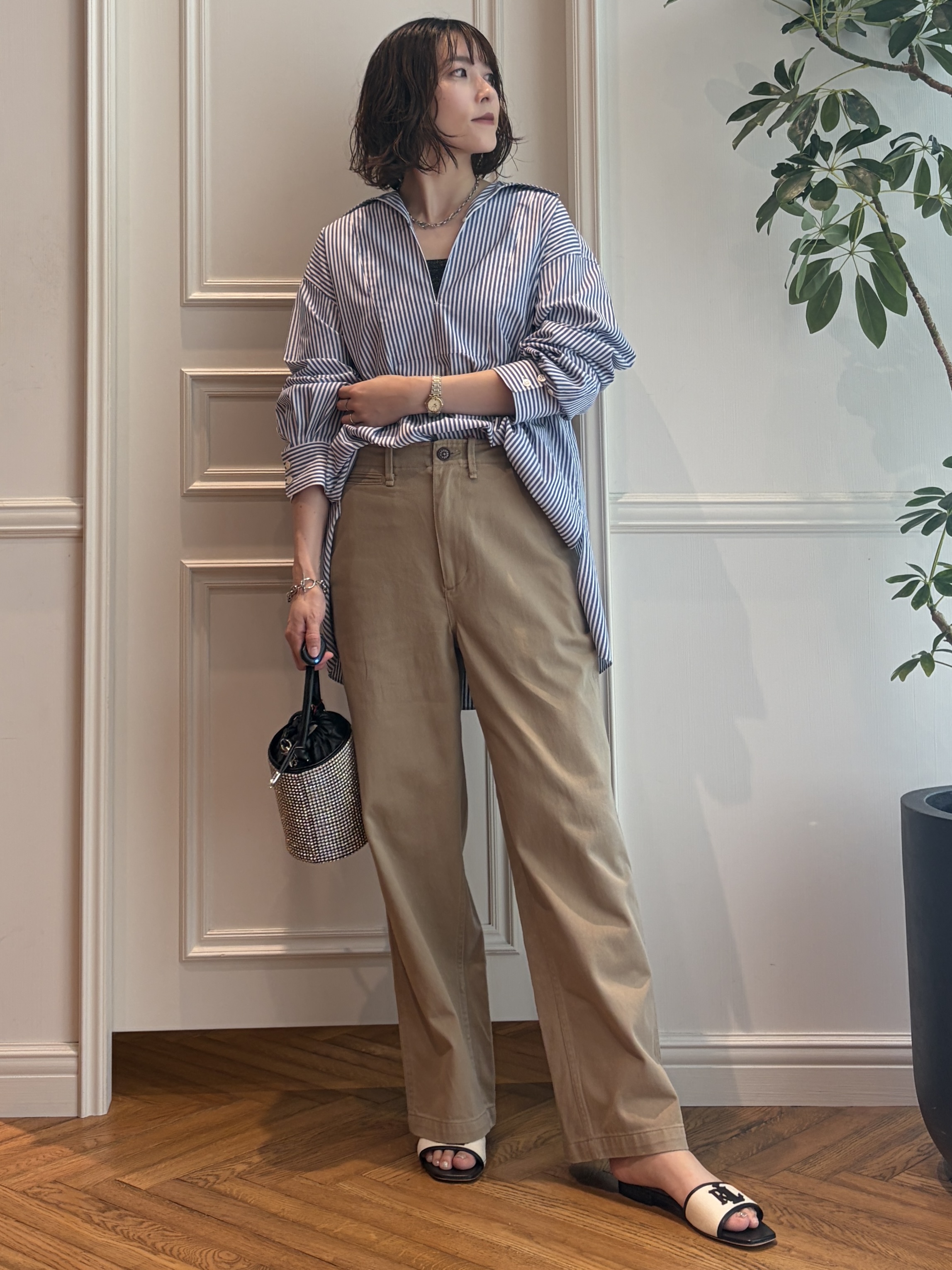 nakaoさんの「DRESSTERIOR｜ヴィンテージワイドチノパンツ」を使ったコーディネート