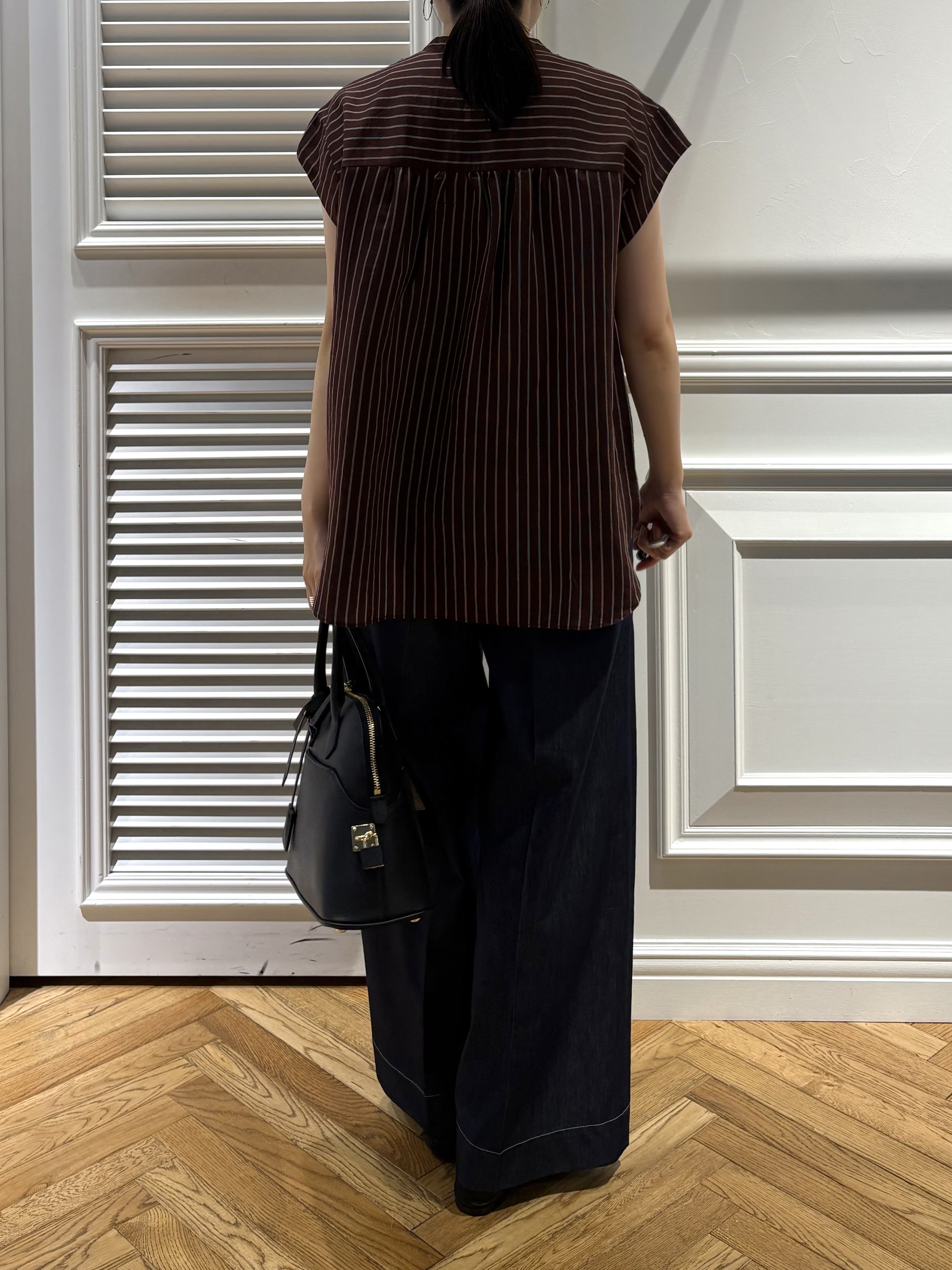 cocoさんの「DRESSTERIOR｜ストライプフレンチスリーブフリルブラウス」を使ったコーディネート