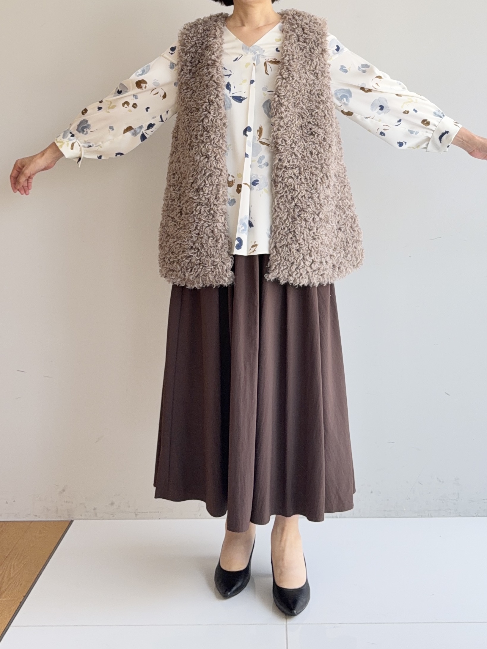 murayamaさんの「INDIVI｜【ラム革／美脚／通勤】レザーパンプス」を使ったコーディネート