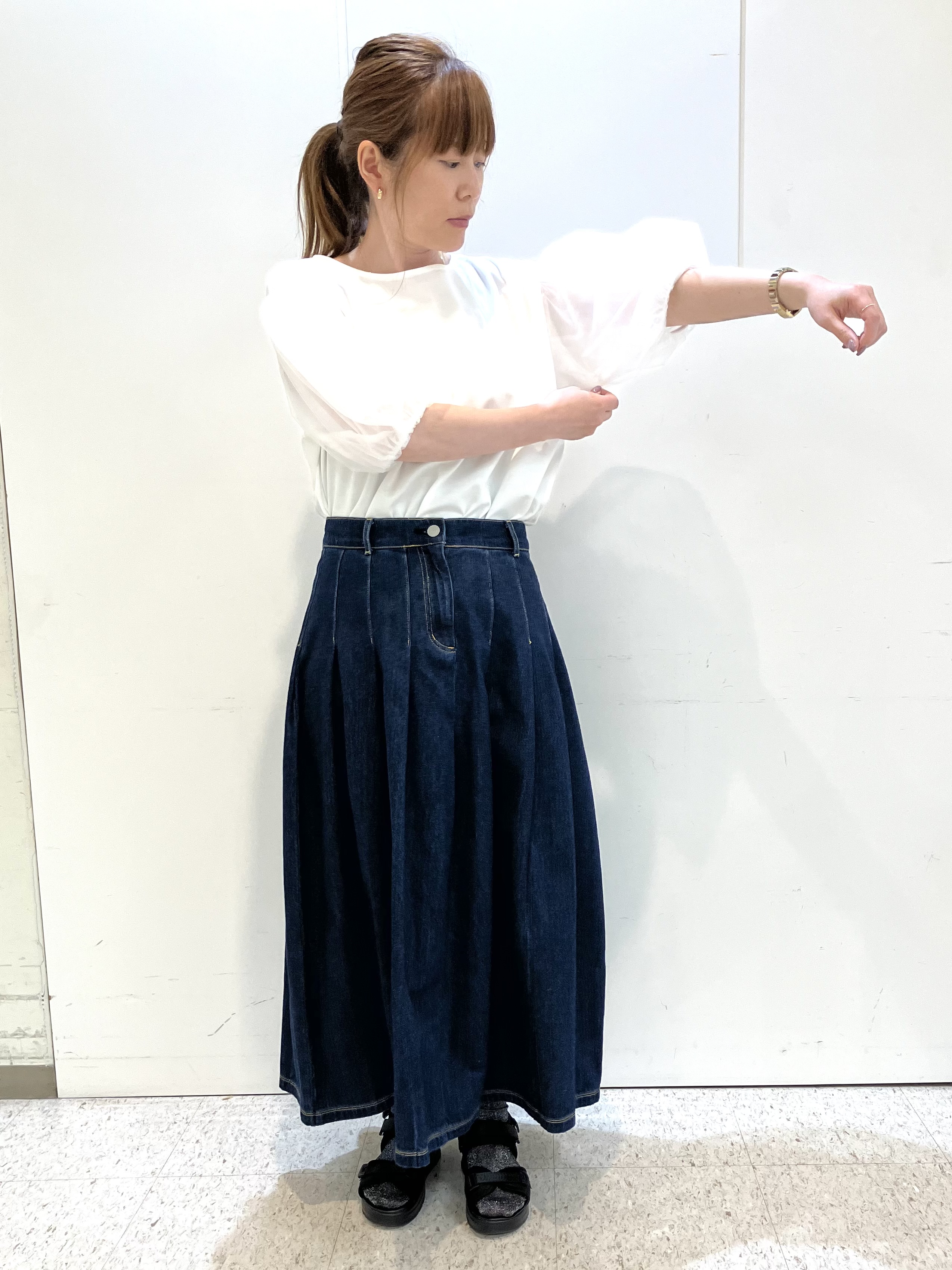 kozuさんの「Reflect｜【UVカット／接触冷感／吸水速乾】チュールスリーブプルオーバー」を使ったコーディネート