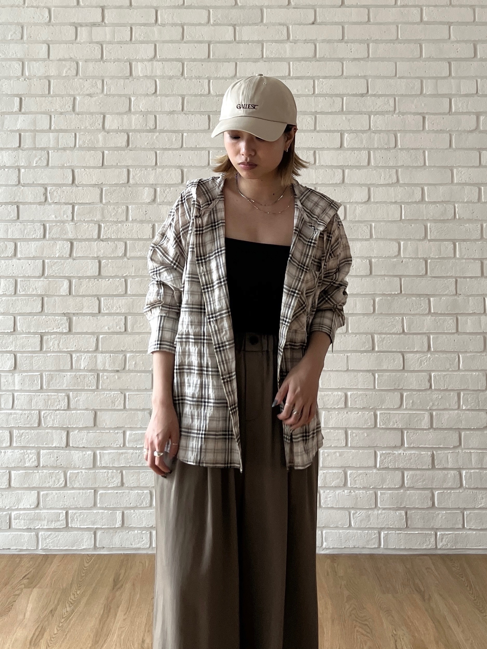 Harukaさんの「INDIVI｜フード付 シアーチェックシャツ」を使ったコーディネート