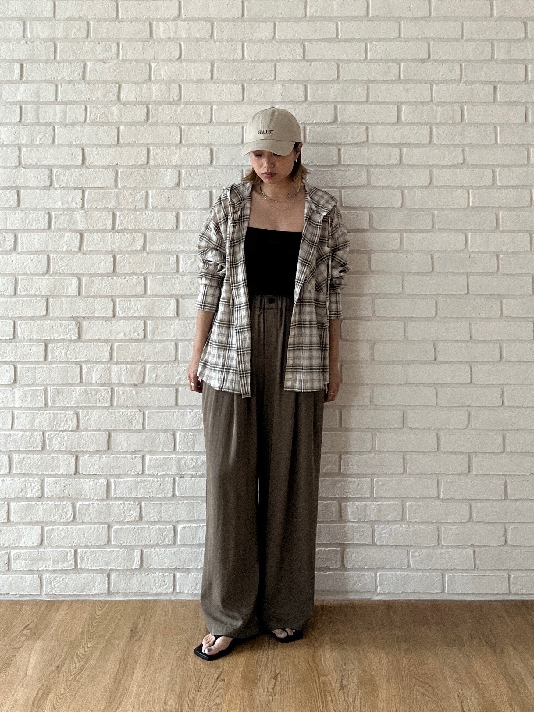 Harukaさんの「INDIVI｜フード付 シアーチェックシャツ」を使ったコーディネート