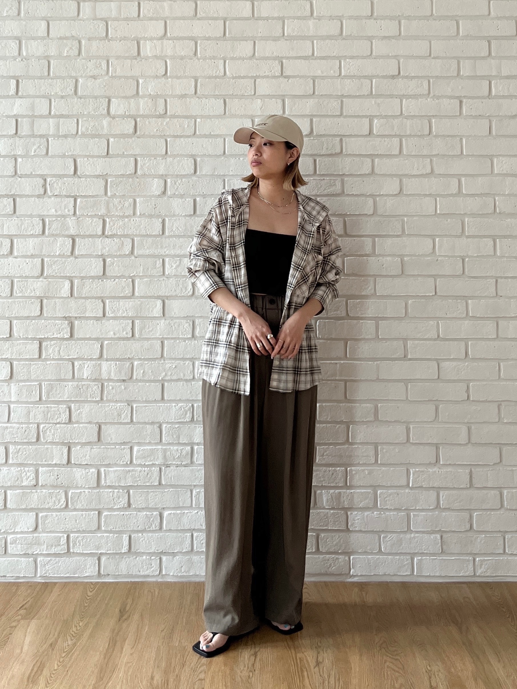 Harukaさんの「INDIVI｜フード付 シアーチェックシャツ」を使ったコーディネート