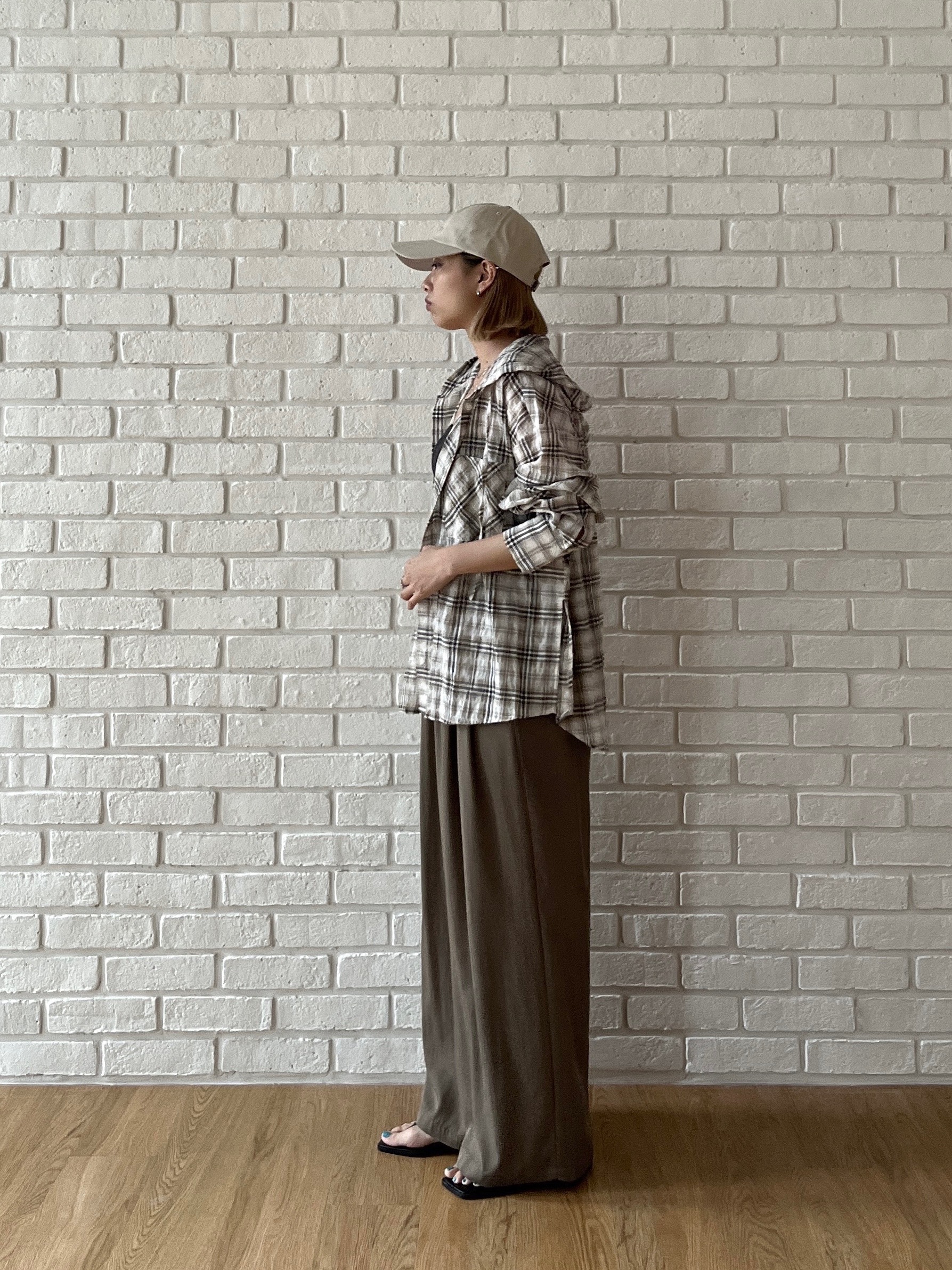 Harukaさんの「INDIVI｜フード付 シアーチェックシャツ」を使ったコーディネート