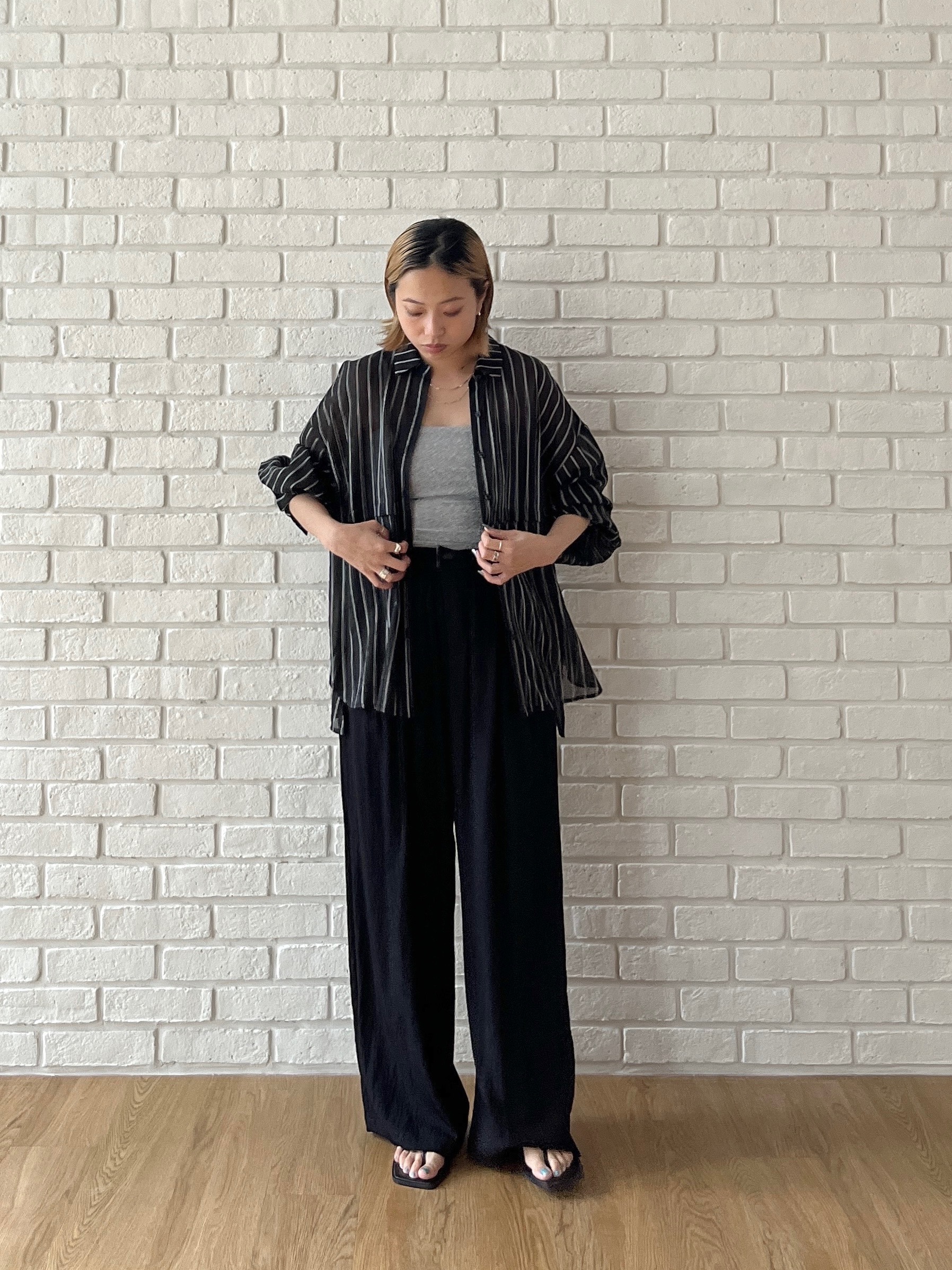 Harukaさんの「INDIVI｜シアーストライプ 切替タックシャツ」を使ったコーディネート