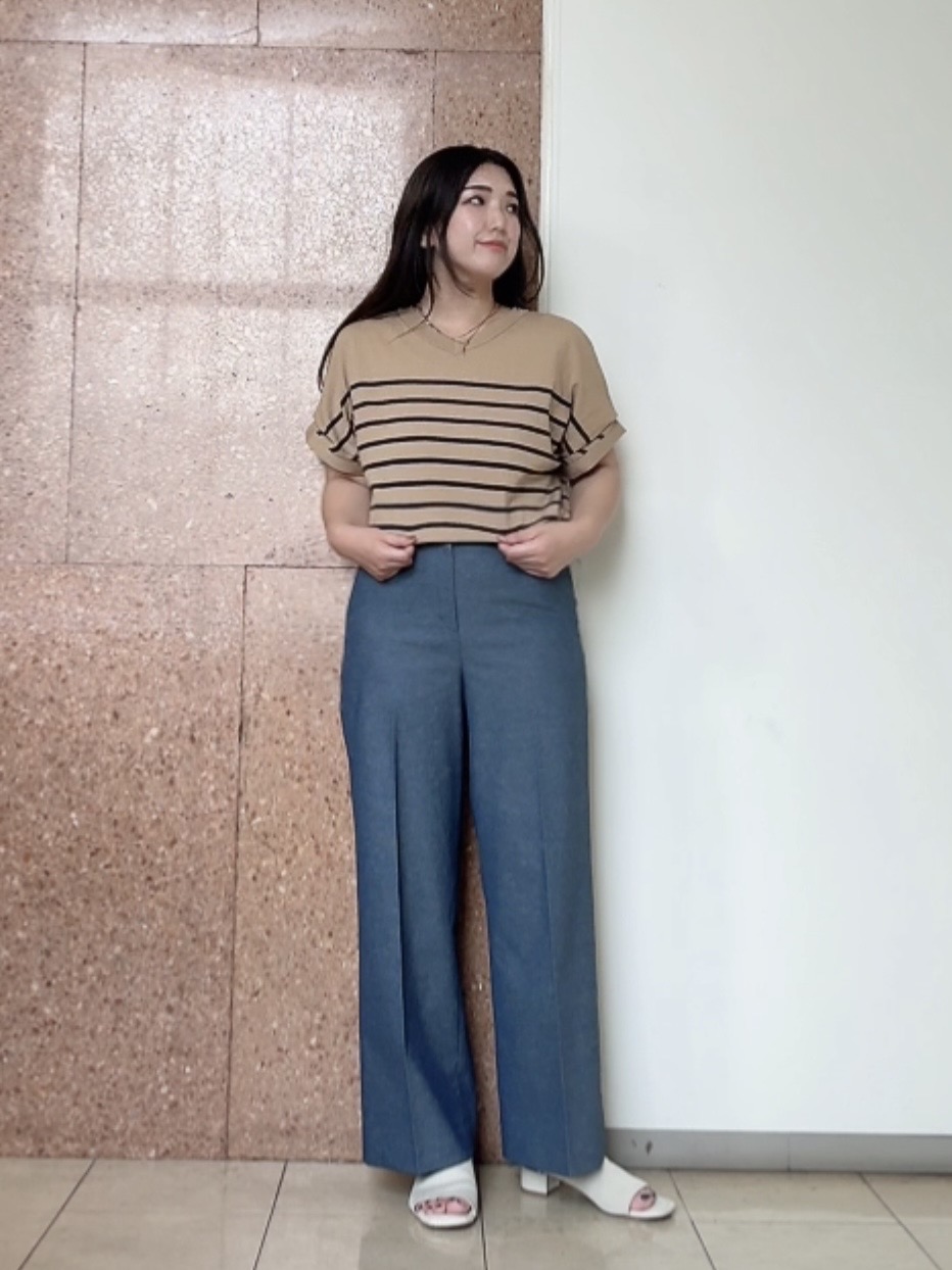 なかじさんの「UNTITLED｜【接触冷感/洗える/後ろウエストゴム】オックスワイドパンツ」を使ったコーディネート