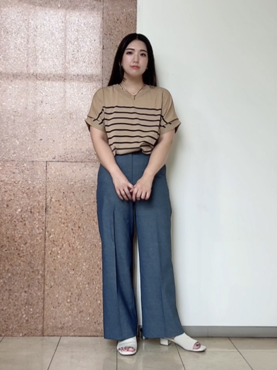 なかじさんの「UNTITLED｜【接触冷感/洗える/後ろウエストゴム】オックスワイドパンツ」を使ったコーディネート