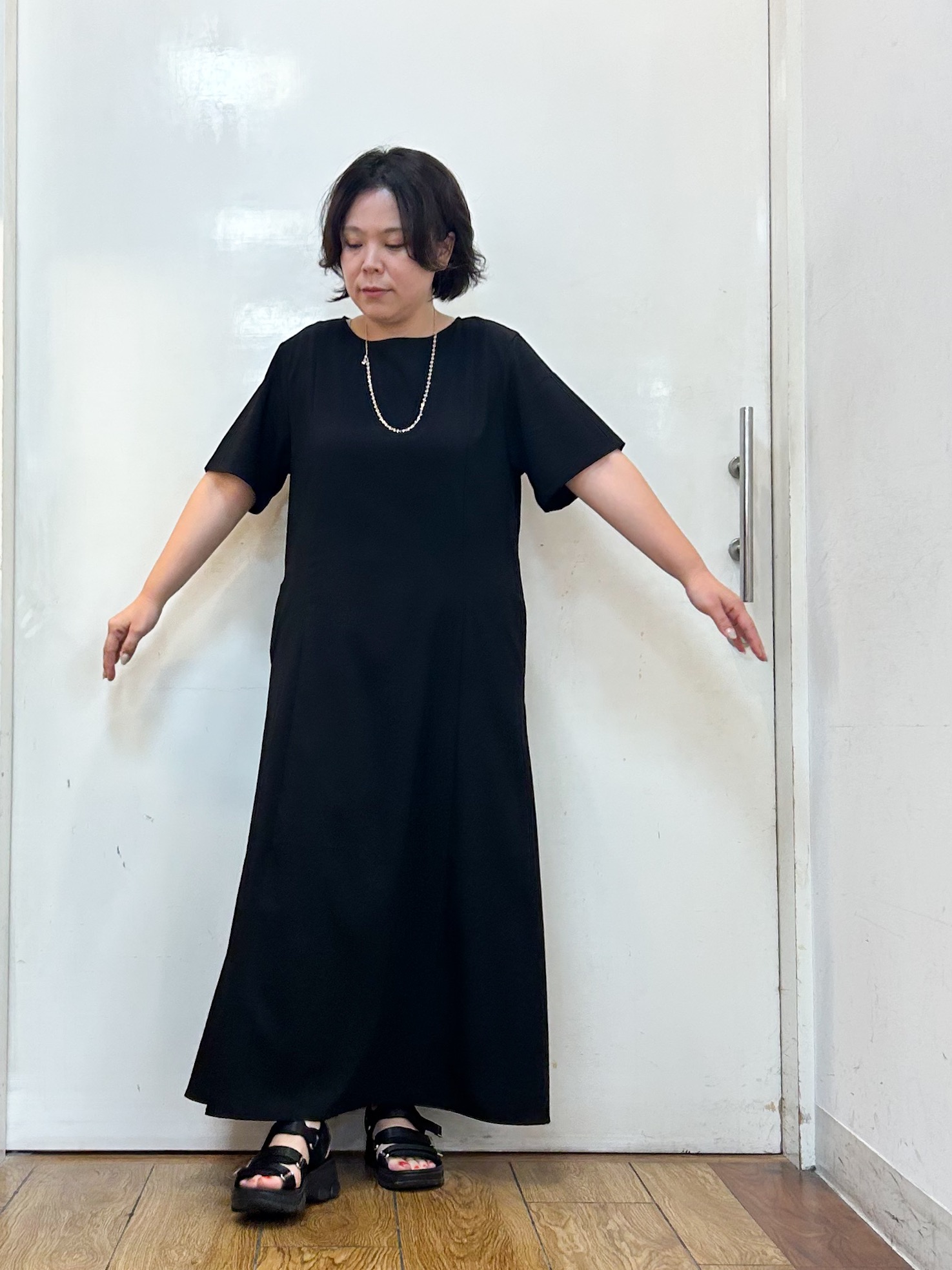 haruさんの「SHOO･LA･RUE｜【洗濯機可/S-LL】大人の抜け感 ゆるっと5分袖シャツ」を使ったコーディネート