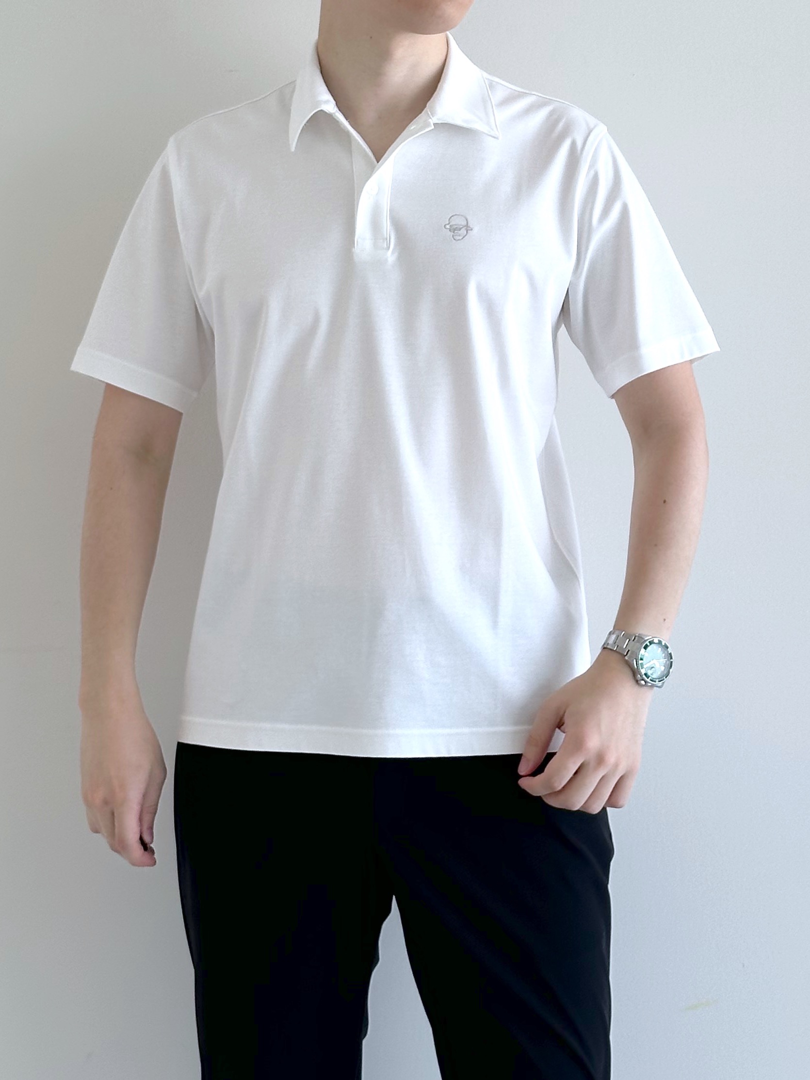 イッシーさんの「TAKEO KIKUCHI｜【接触冷感】アイスクリアコットン ワンポイント ポロシャツ」を使ったコーディネート