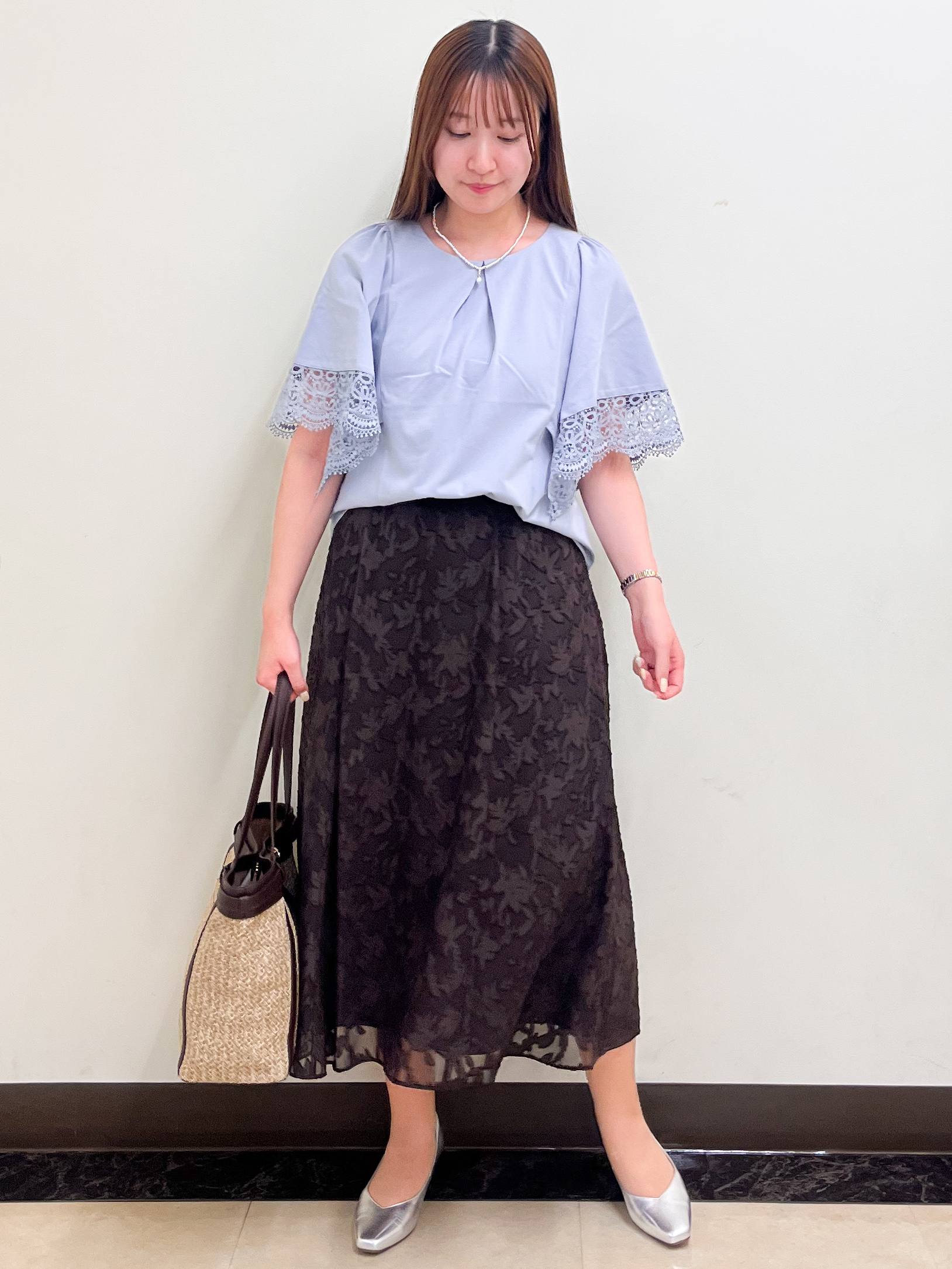 mikikoさんの「Reflect｜【UVカット／接触冷感】レーススリーブジャージカットソー」を使ったコーディネート