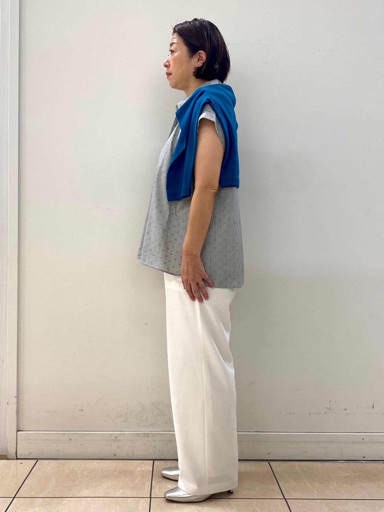 ksmさんの「Reflect｜【接触冷感】フレンチスリーブシャツブラウス」を使ったコーディネート