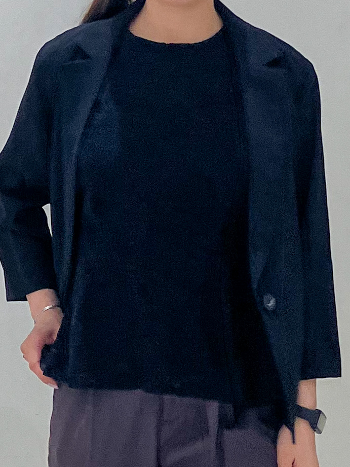  Maruさんの「OPAQUE.CLIP｜【接触冷感／防シワ】ひんやり7分袖テーラードジャケット《洗濯機OK》」を使ったコーディネート