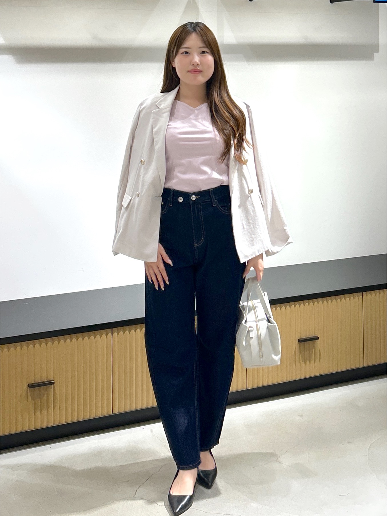 sayaさんの「OPAQUE.CLIP｜《再入荷》ダブルブレストテーラードジャケット【接触冷感／吸水速乾／イージーアイロン／防シワ／洗濯機O」を使ったコーディネート