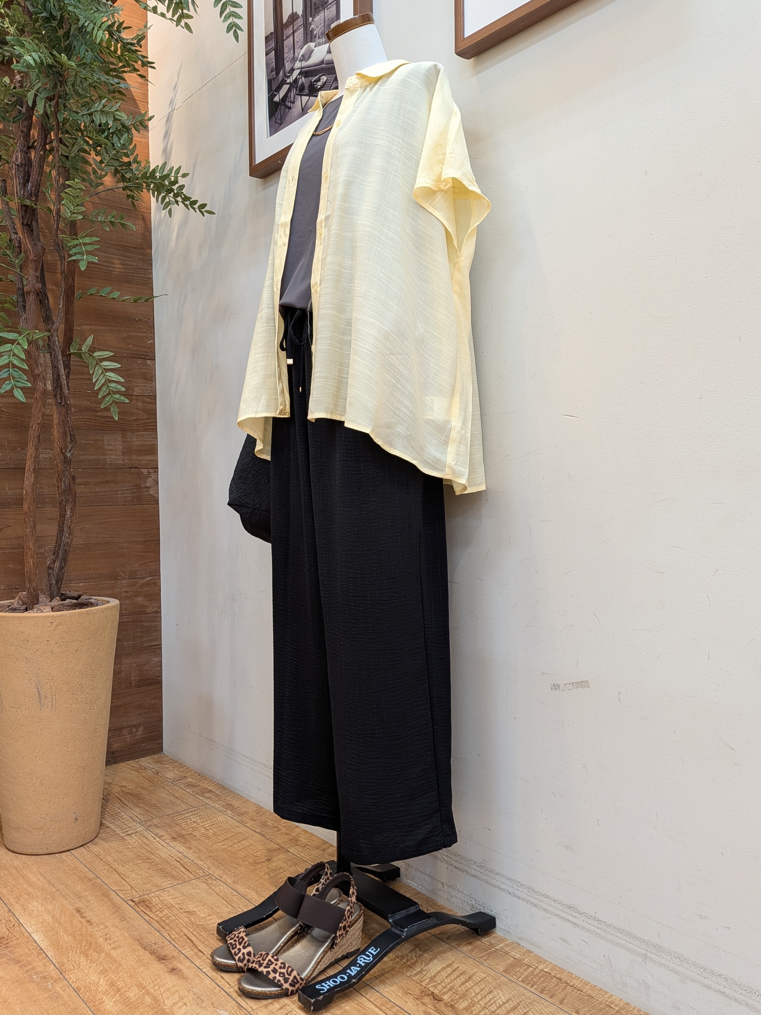 うっちーさんの「SHOO･LA･RUE｜【ひんやり/UV】ほんのりシアーで上品な バックギャザーブラウス」を使ったコーディネート