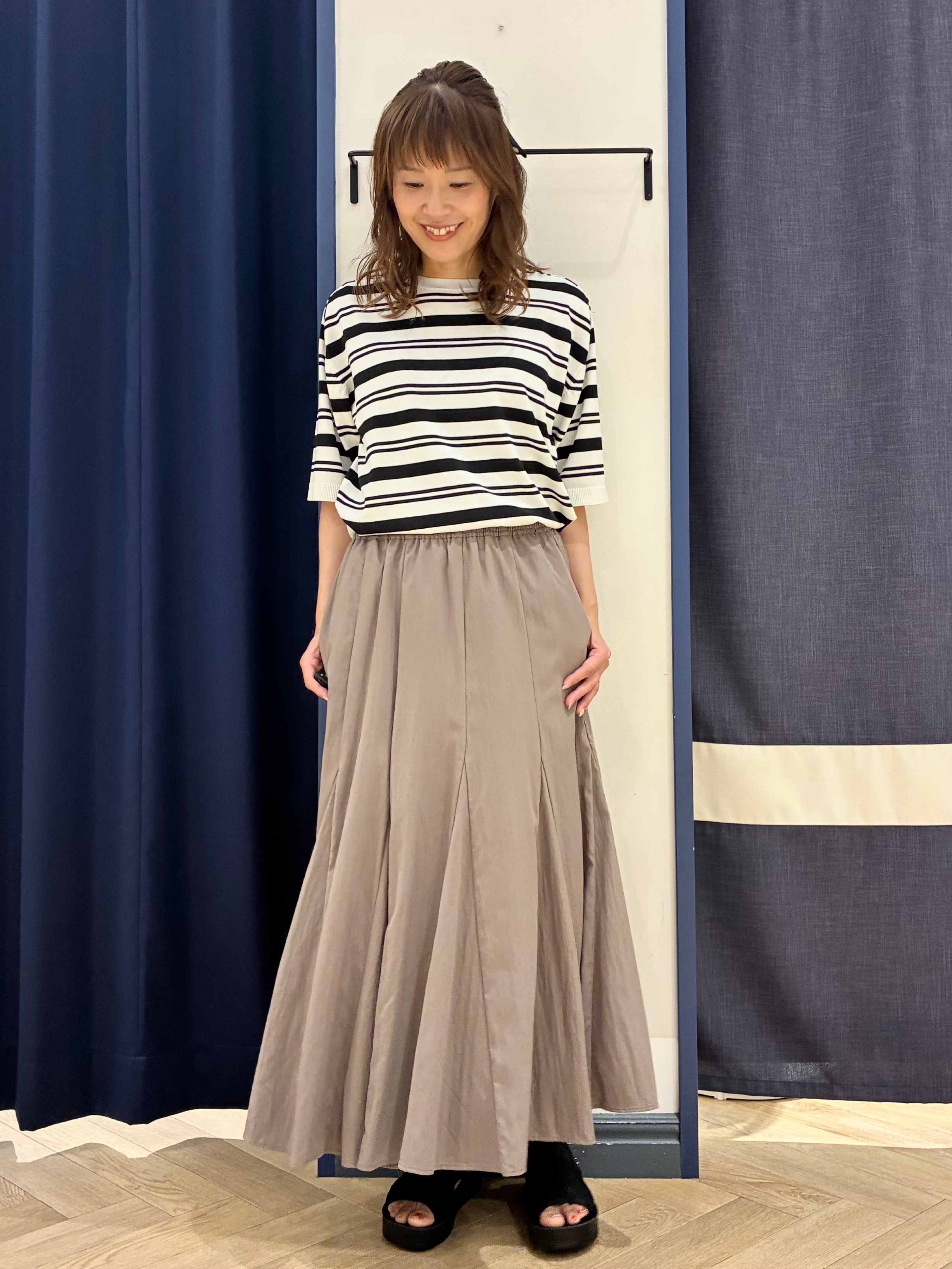 Orikaさんの「grove｜【ひんやり・UVカット・洗濯機◎】Tシャツ感覚で着られるコットン混ニット」を使ったコーディネート