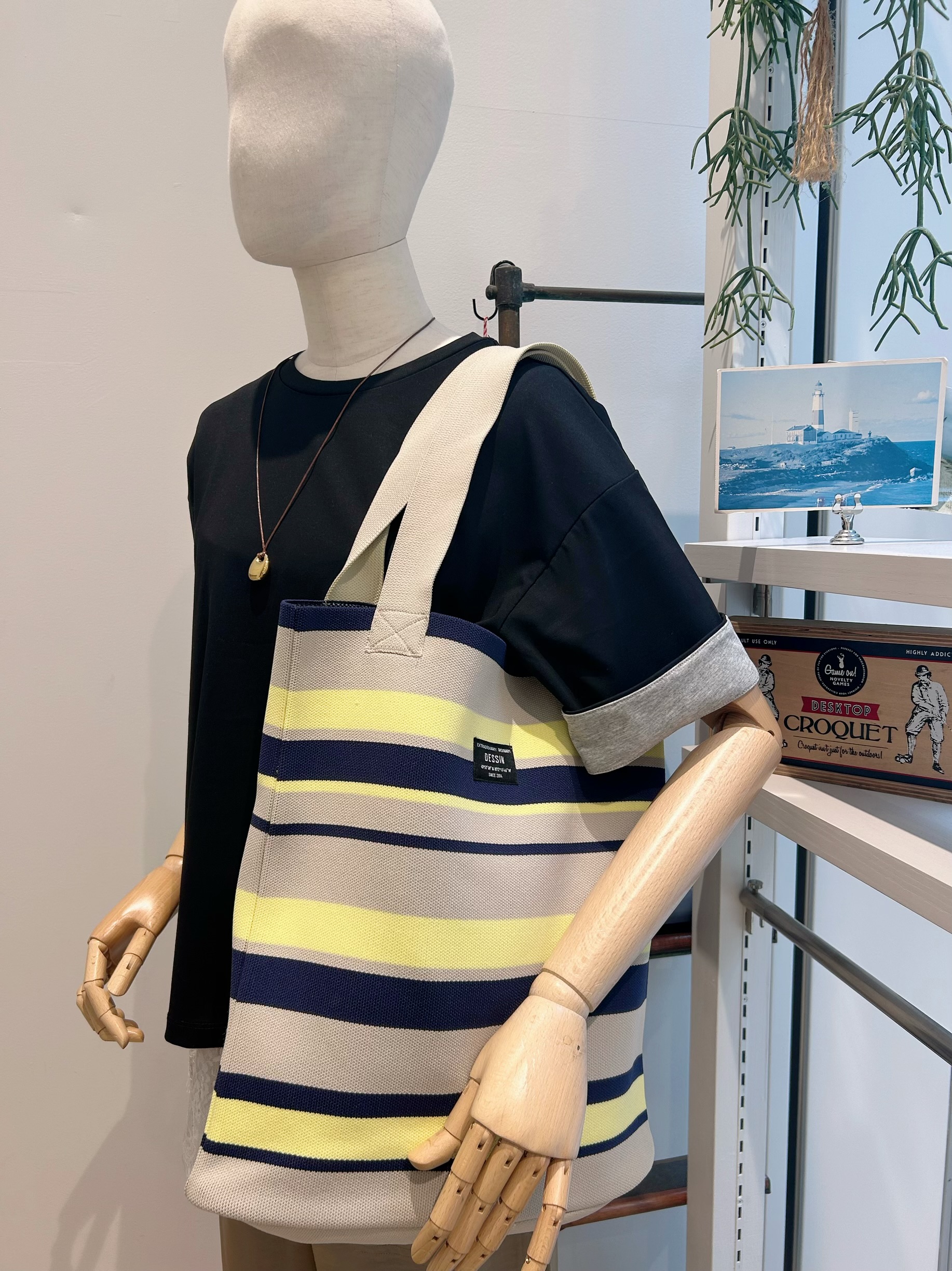 YOUKOさんの「Dessin｜【マシンウォッシャブル・A4収納可】ランダムボーダーニットBAG」を使ったコーディネート