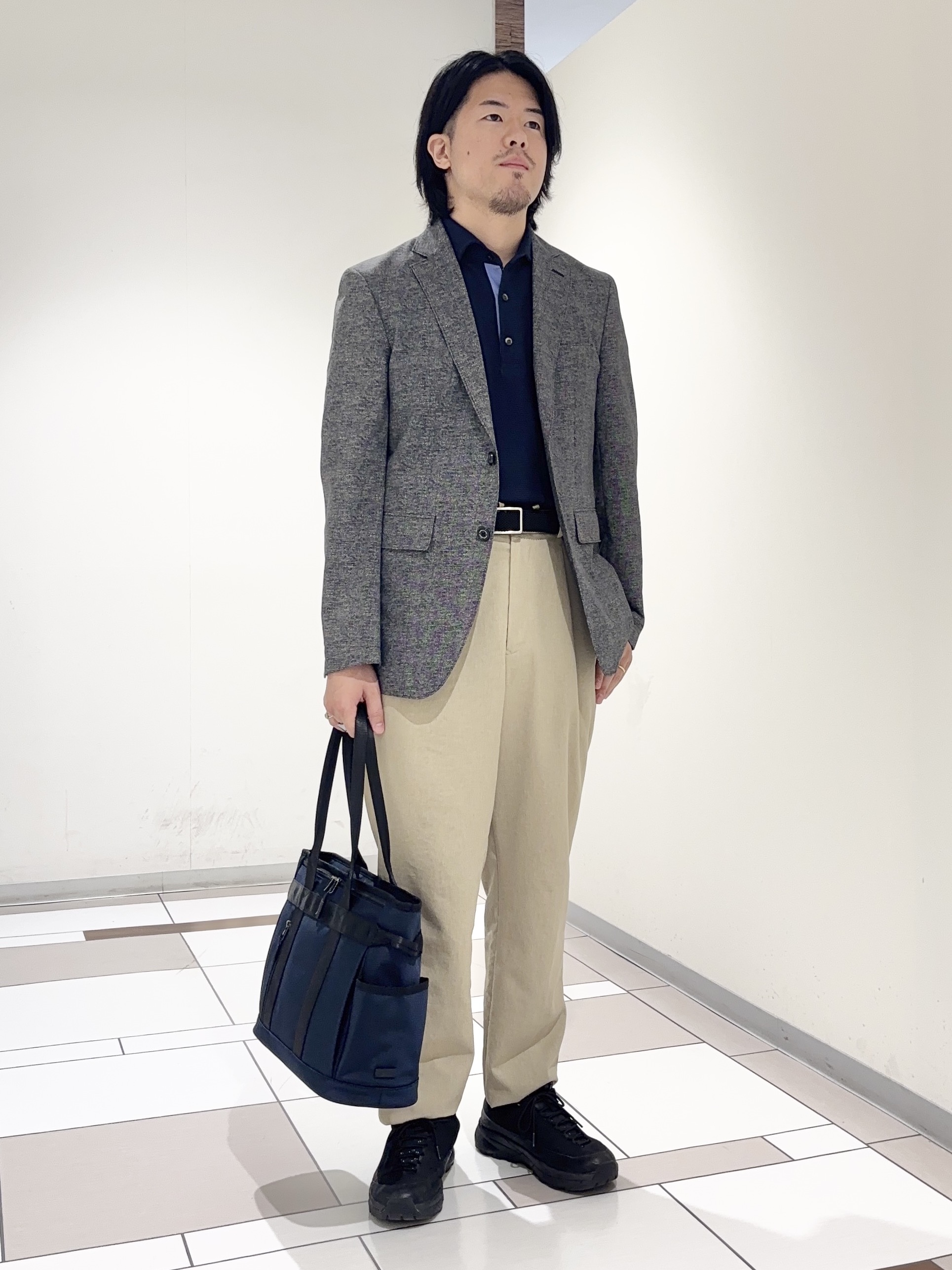 及川さんの「TAKEO KIKUCHI｜【抗菌防臭】COOL DOTS（R）ドビープリント ジャケット」を使ったコーディネート