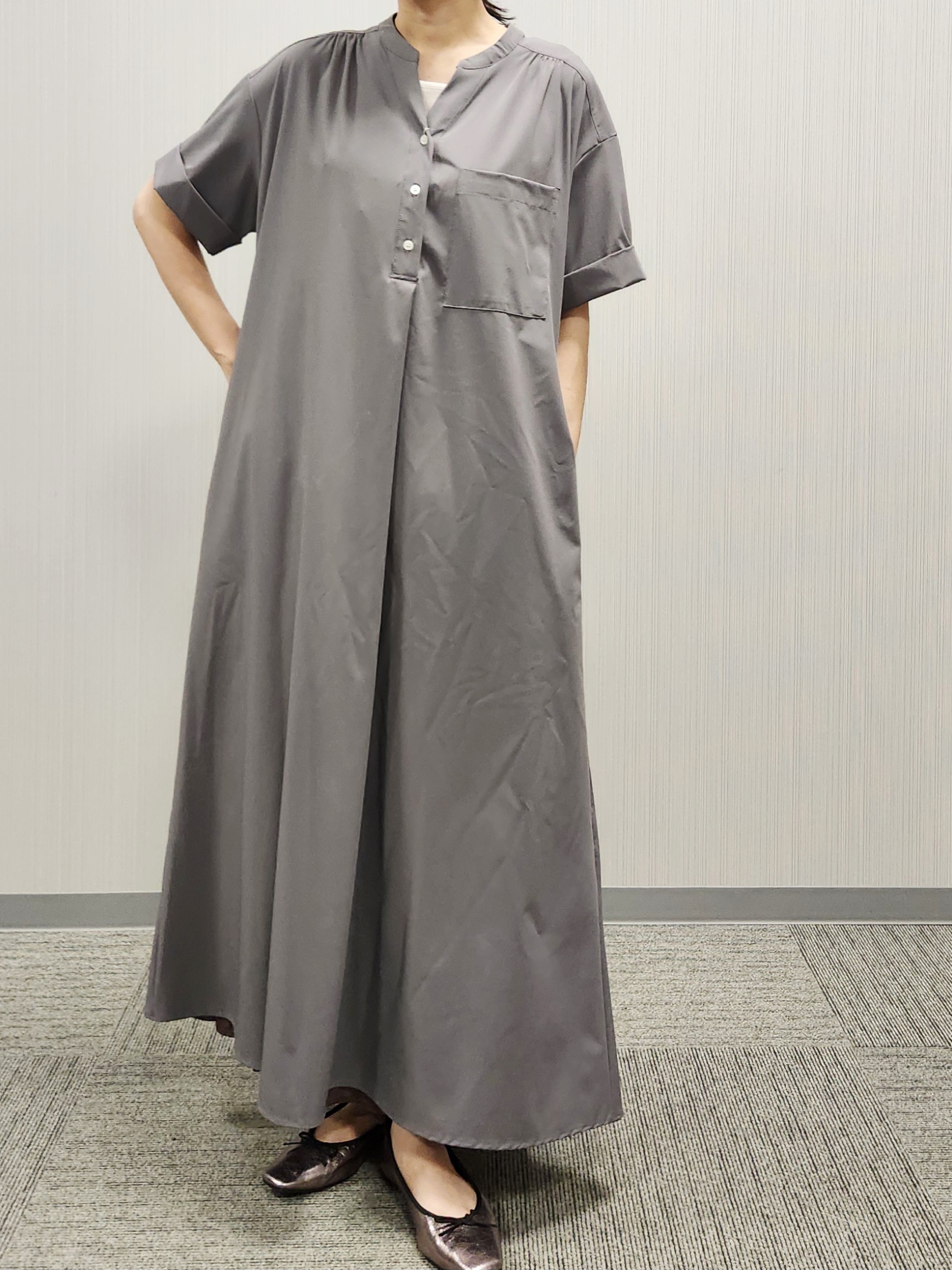 naraさんの「Dessin｜【接触冷感/UVカット】バンドカラーワンピース」を使ったコーディネート