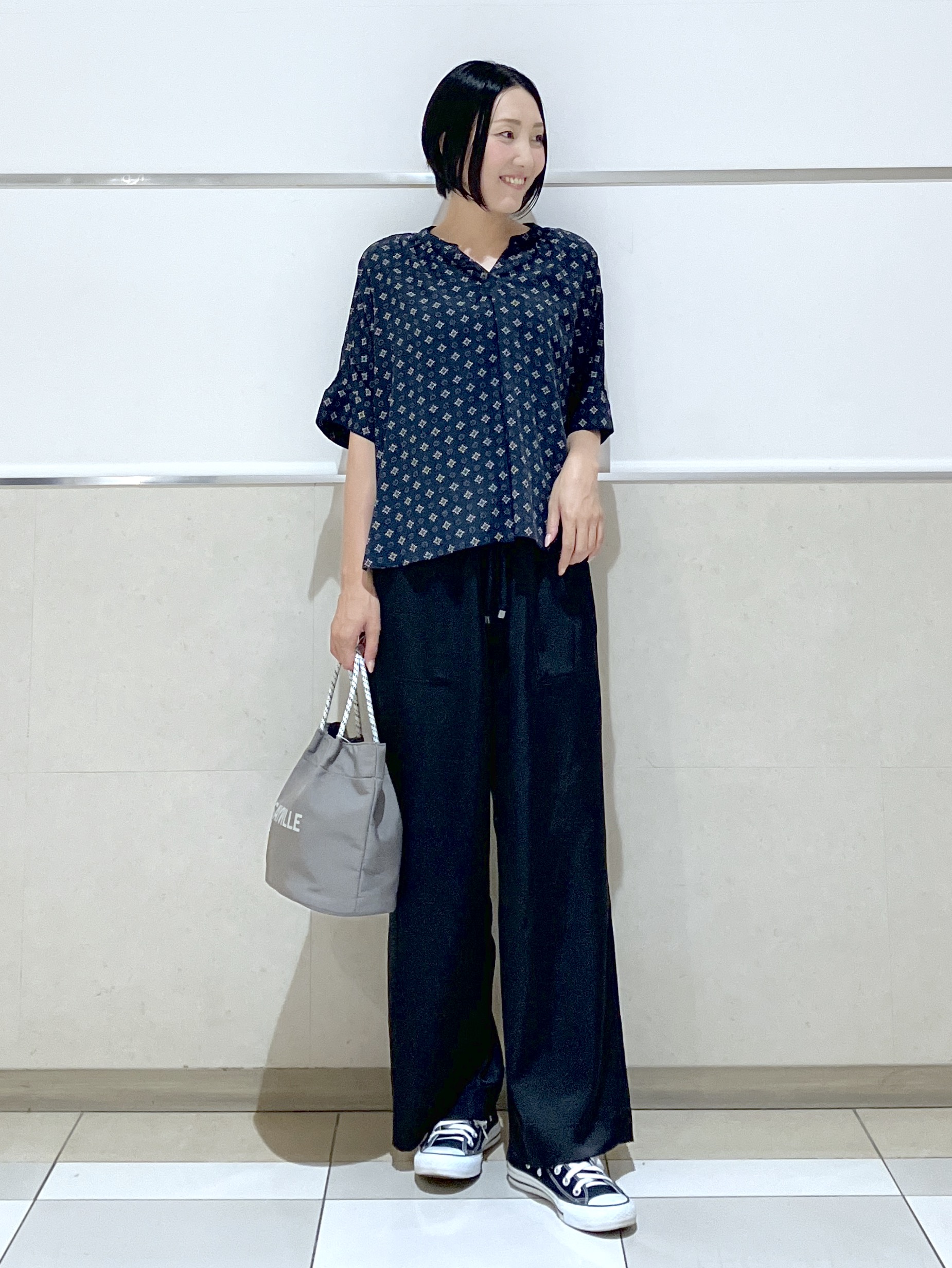 eriko さんの「Dessin｜【セットアップ可】小紋柄プリント スキッパーシャツ」を使ったコーディネート
