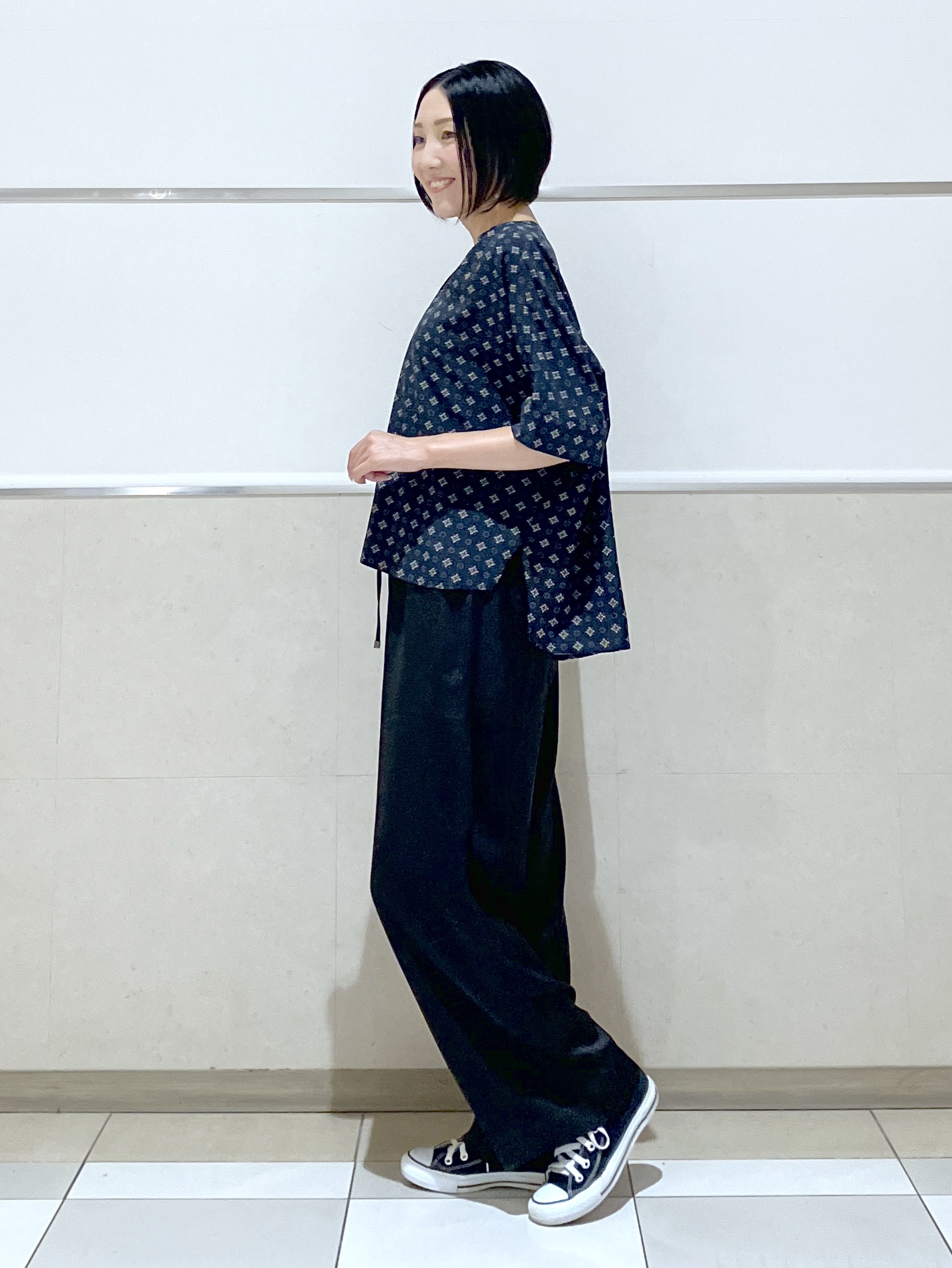 eriko さんの「Dessin｜【セットアップ可】小紋柄プリント スキッパーシャツ」を使ったコーディネート