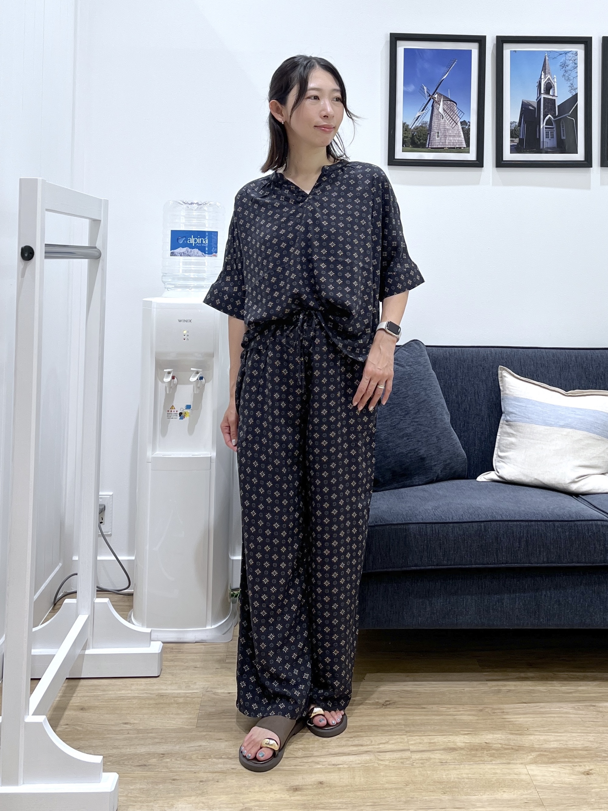 canaさんの「Dessin｜【セットアップ可】小紋柄プリント スキッパーシャツ」を使ったコーディネート