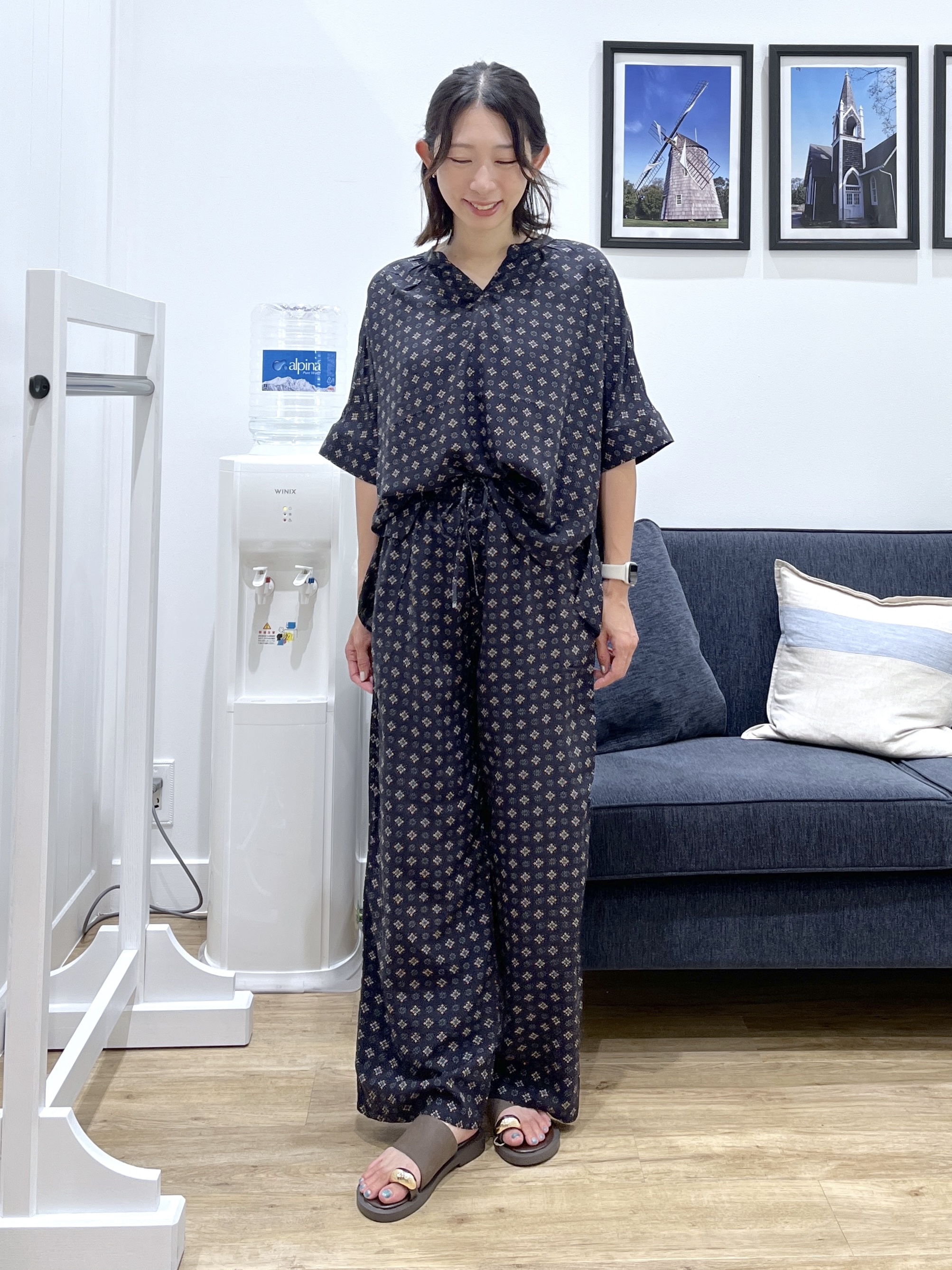 canaさんの「Dessin｜【セットアップ可】小紋柄プリント スキッパーシャツ」を使ったコーディネート