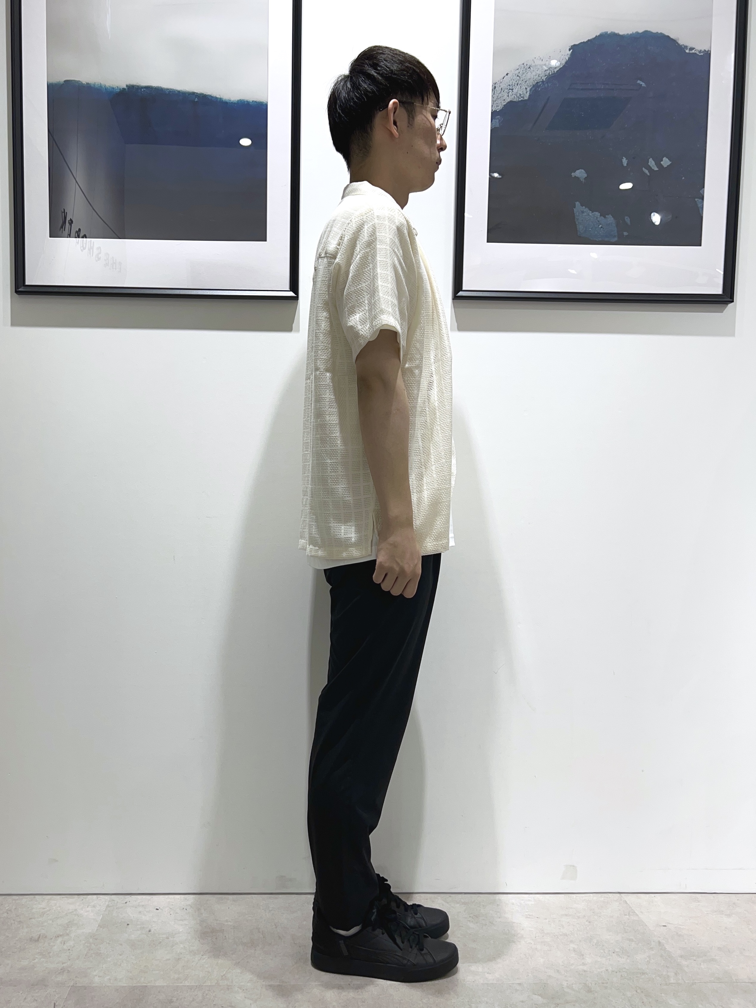 。さんの「THE SHOP TK｜【洗濯機OK】格子柄メッシュ半袖シャツ」を使ったコーディネート
