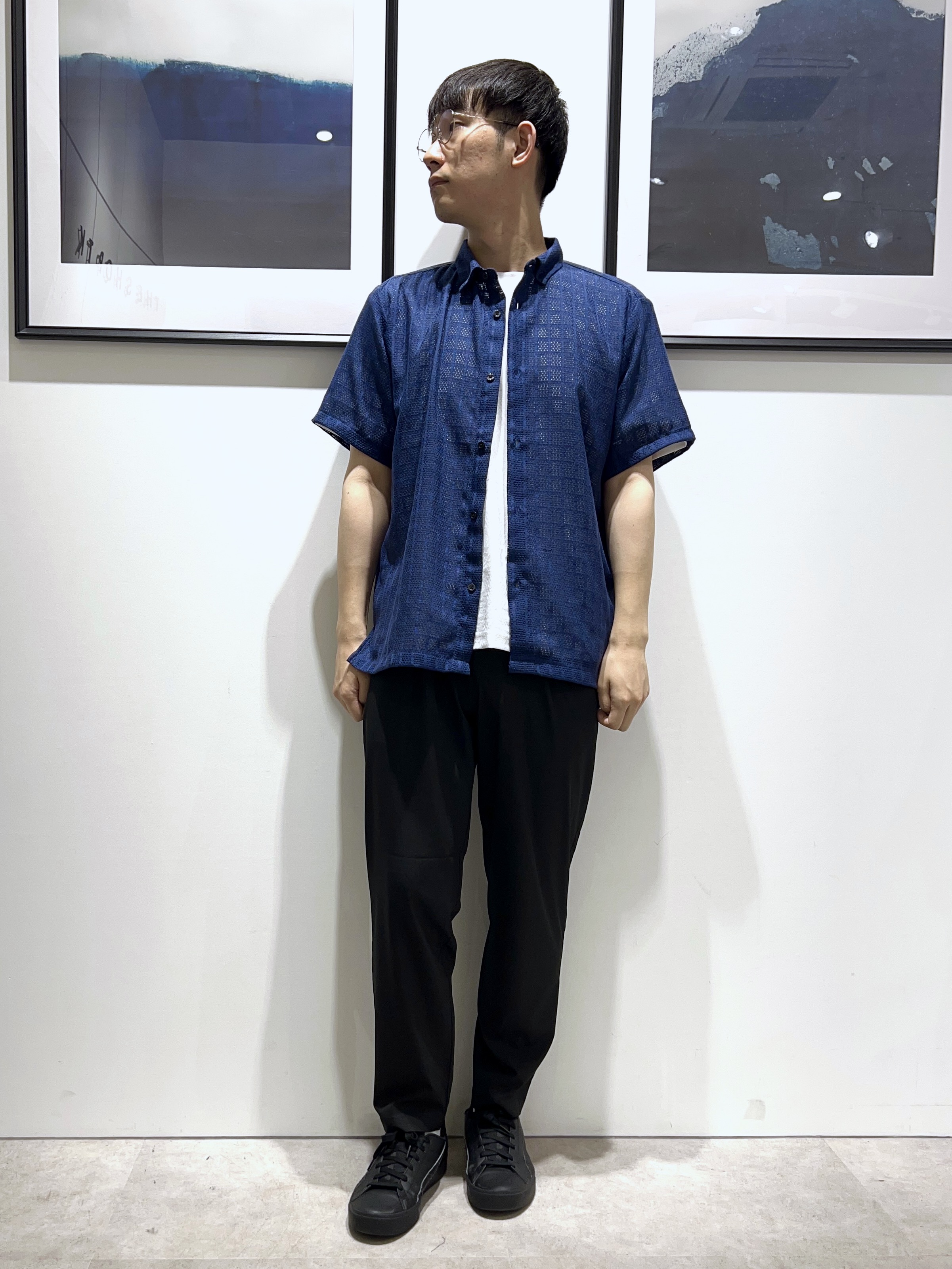 。さんの「THE SHOP TK｜【洗濯機OK】格子柄メッシュ半袖シャツ」を使ったコーディネート