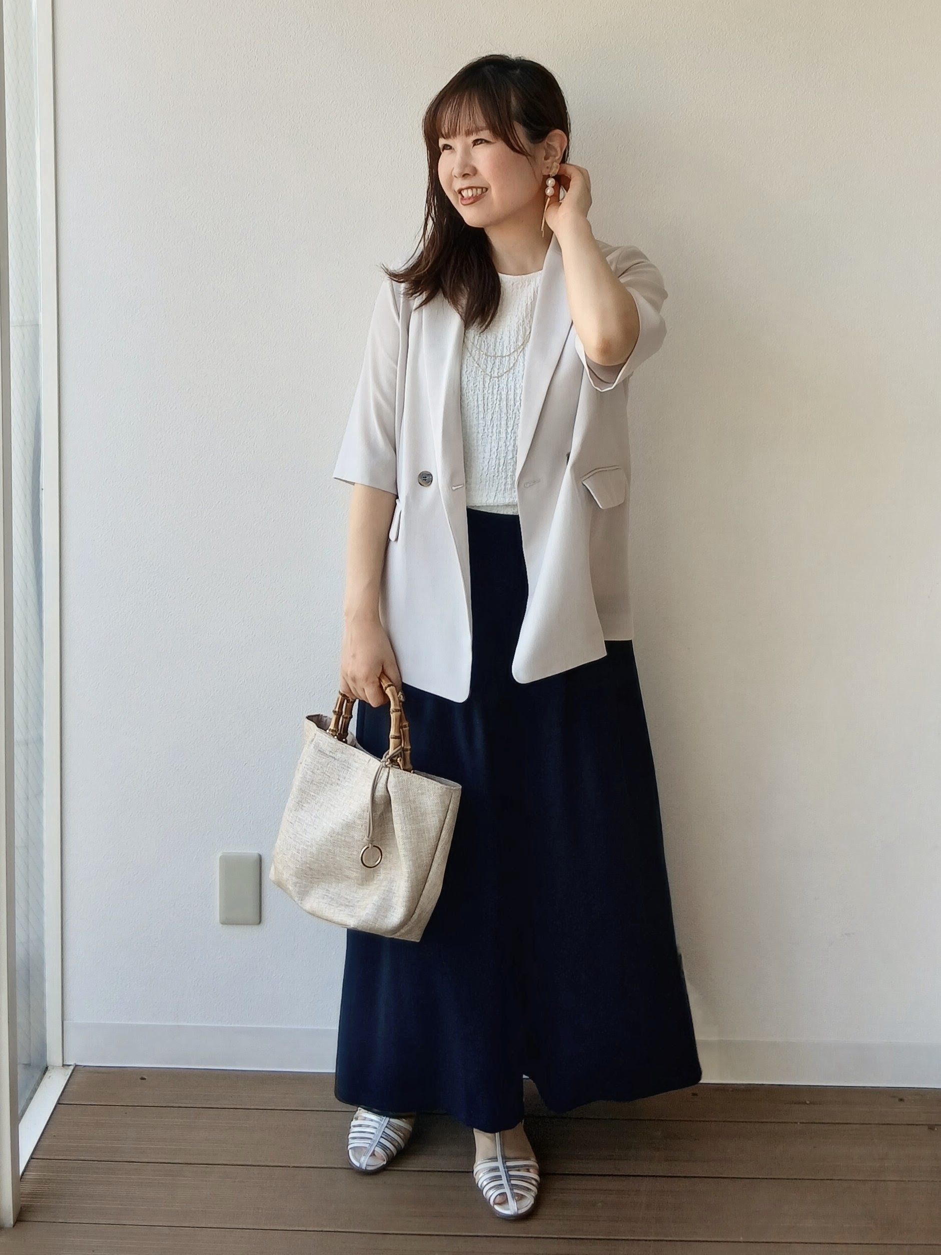 なみきさんの「UNTITLED｜【セットアップ可/UVカット/通気性】エアリークール半袖ジャケット」を使ったコーディネート