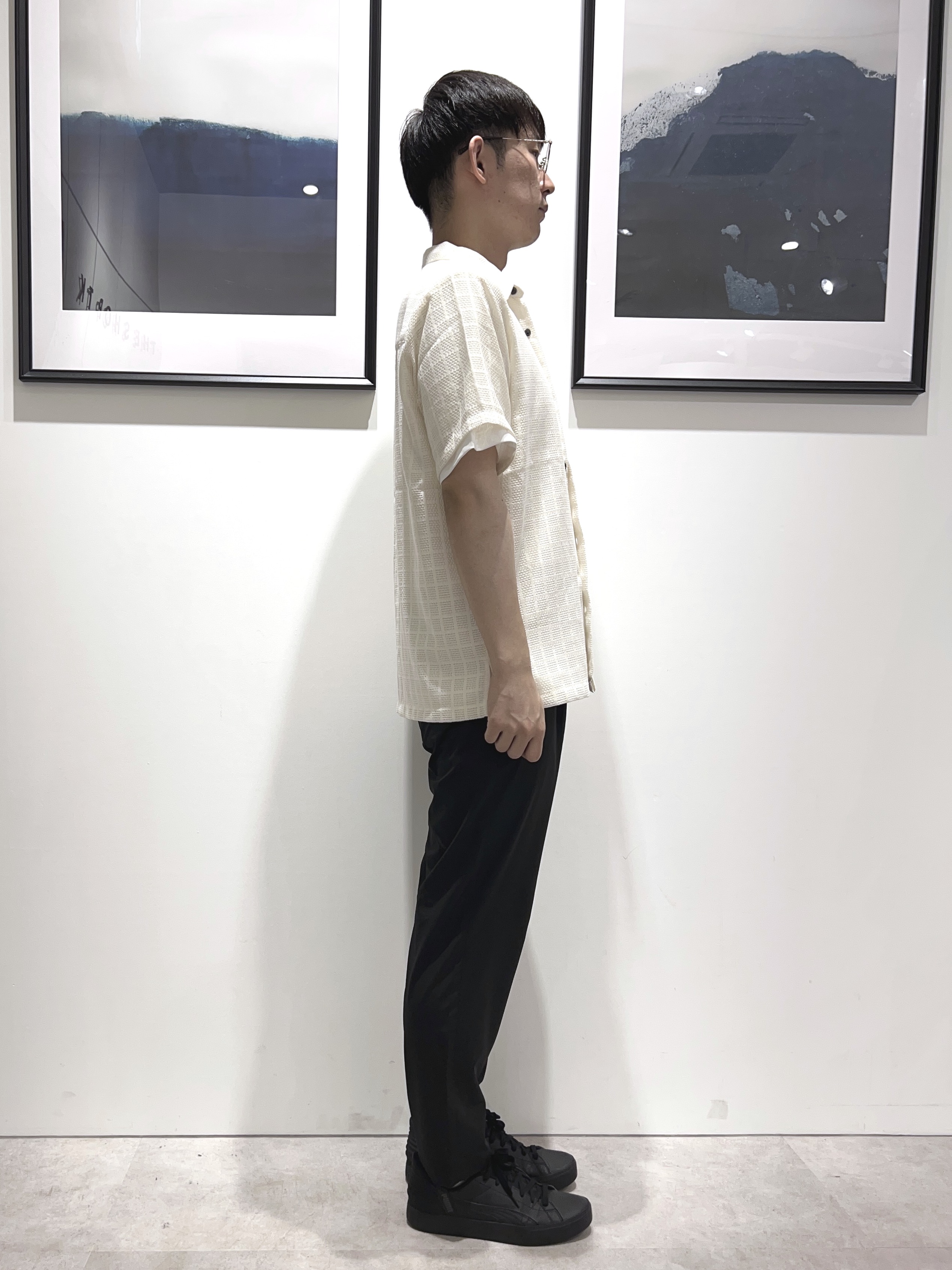 。さんの「THE SHOP TK｜【洗濯機OK】格子柄メッシュ半袖シャツ」を使ったコーディネート
