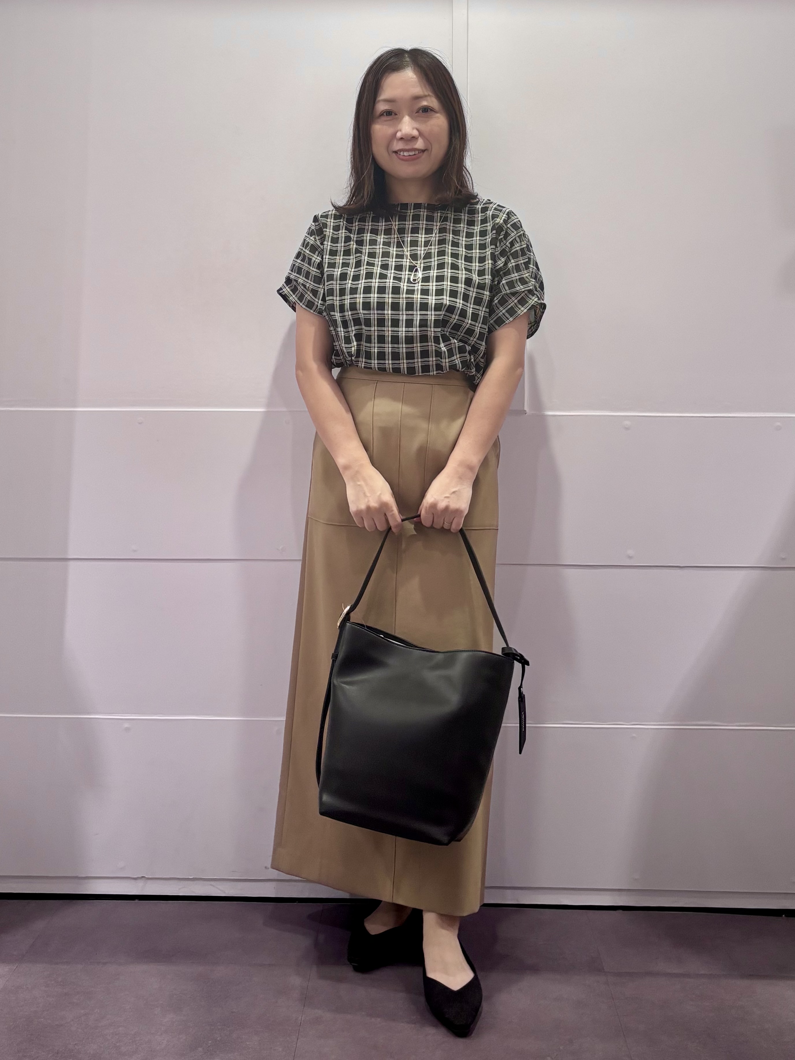 TOKOさんの「UNTITLED｜シアーチェックブラウス」を使ったコーディネート