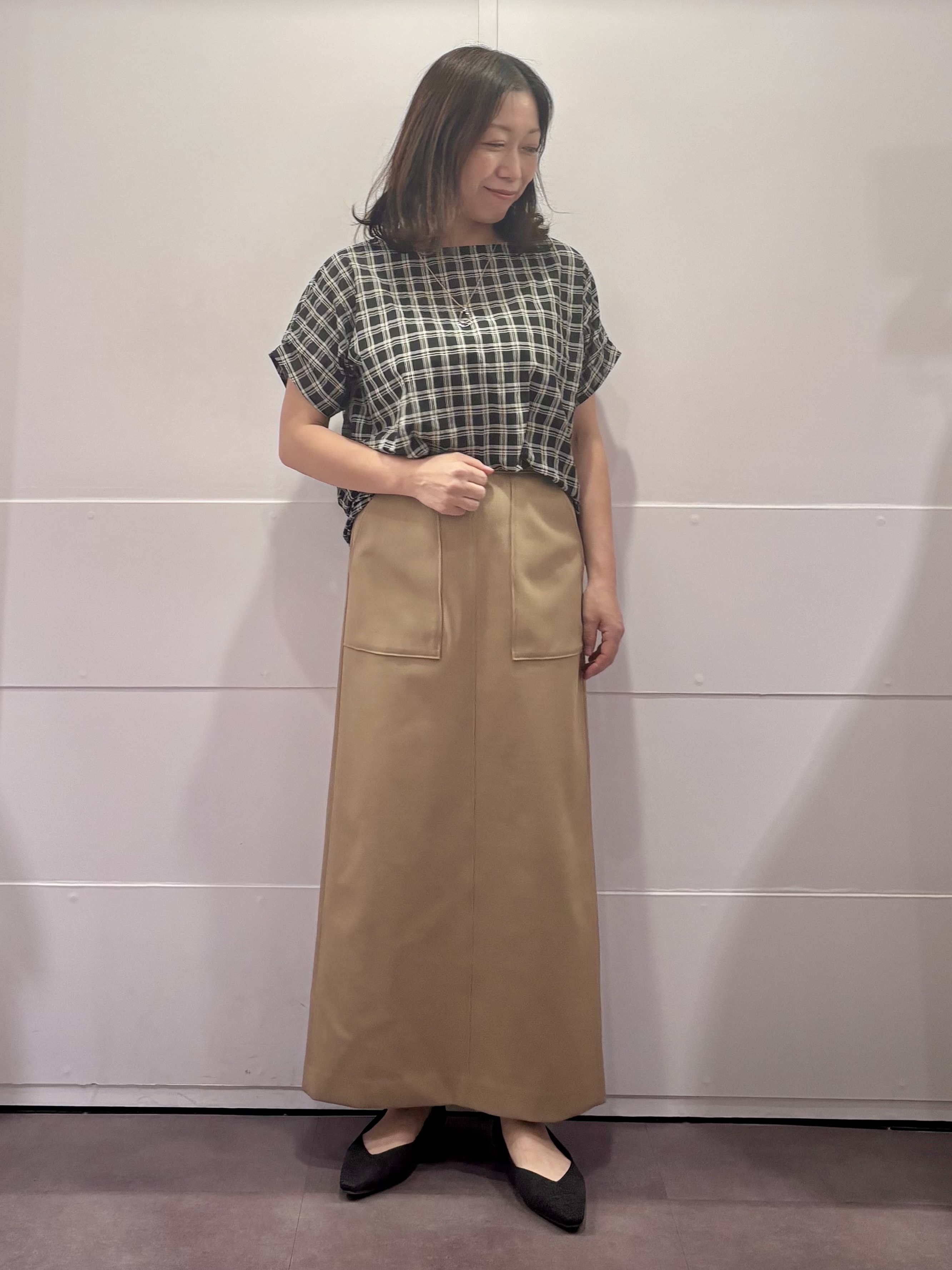 TOKOさんの「UNTITLED｜シアーチェックブラウス」を使ったコーディネート