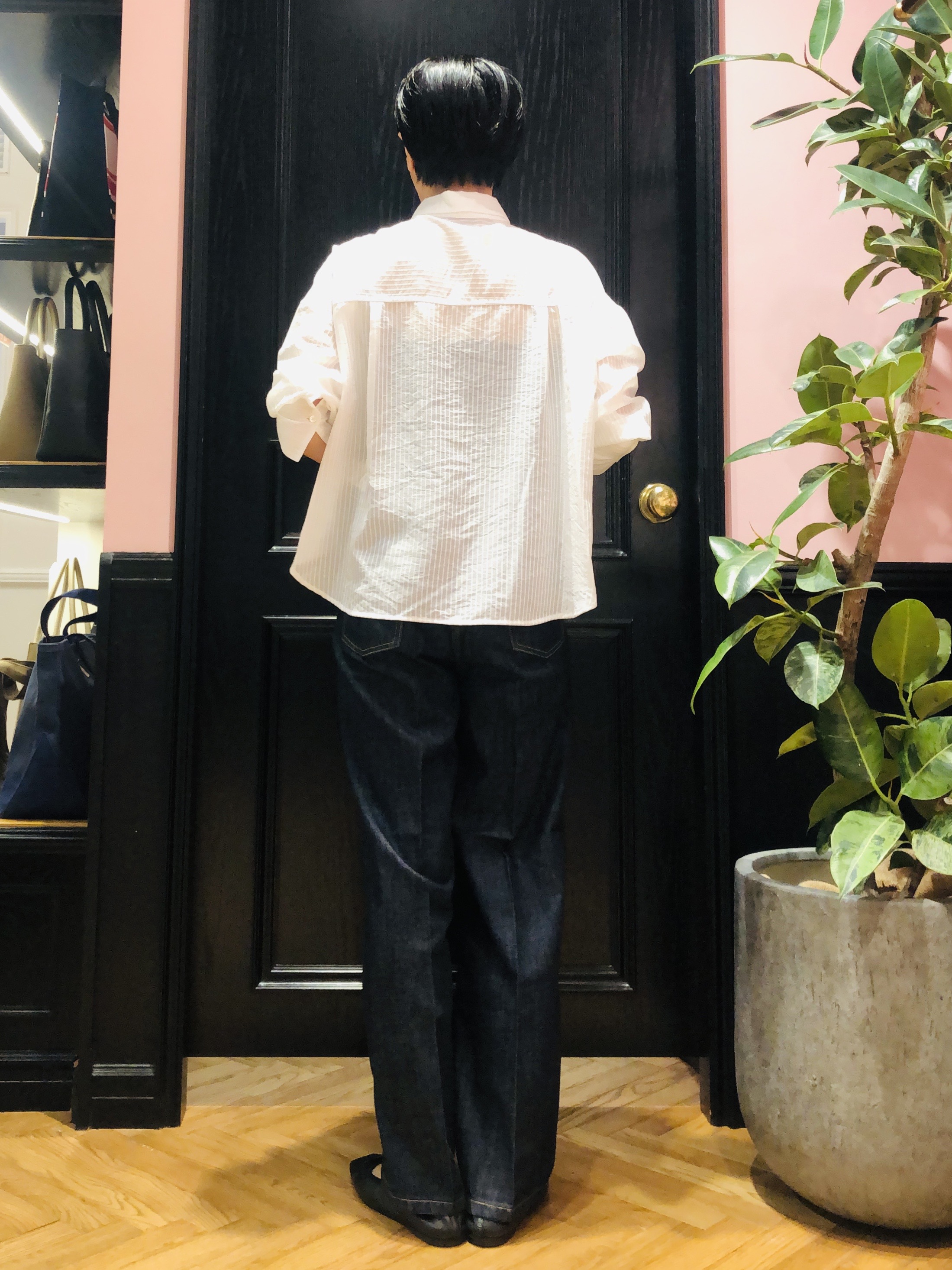OGATAさんの「DRESSTERIOR｜シアーストライプクロップドシャツ」を使ったコーディネート