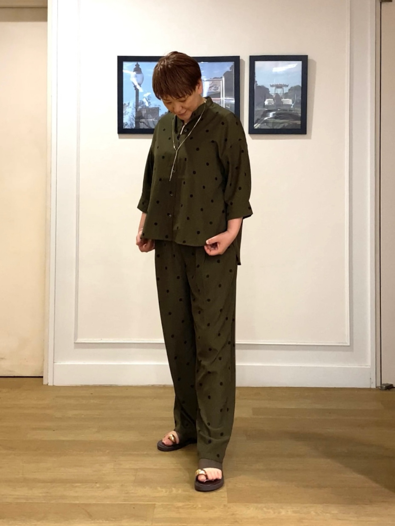 Hiroさんの「Dessin｜【セットアップ可】ドットプリント ハーフスリーブシャツ」を使ったコーディネート