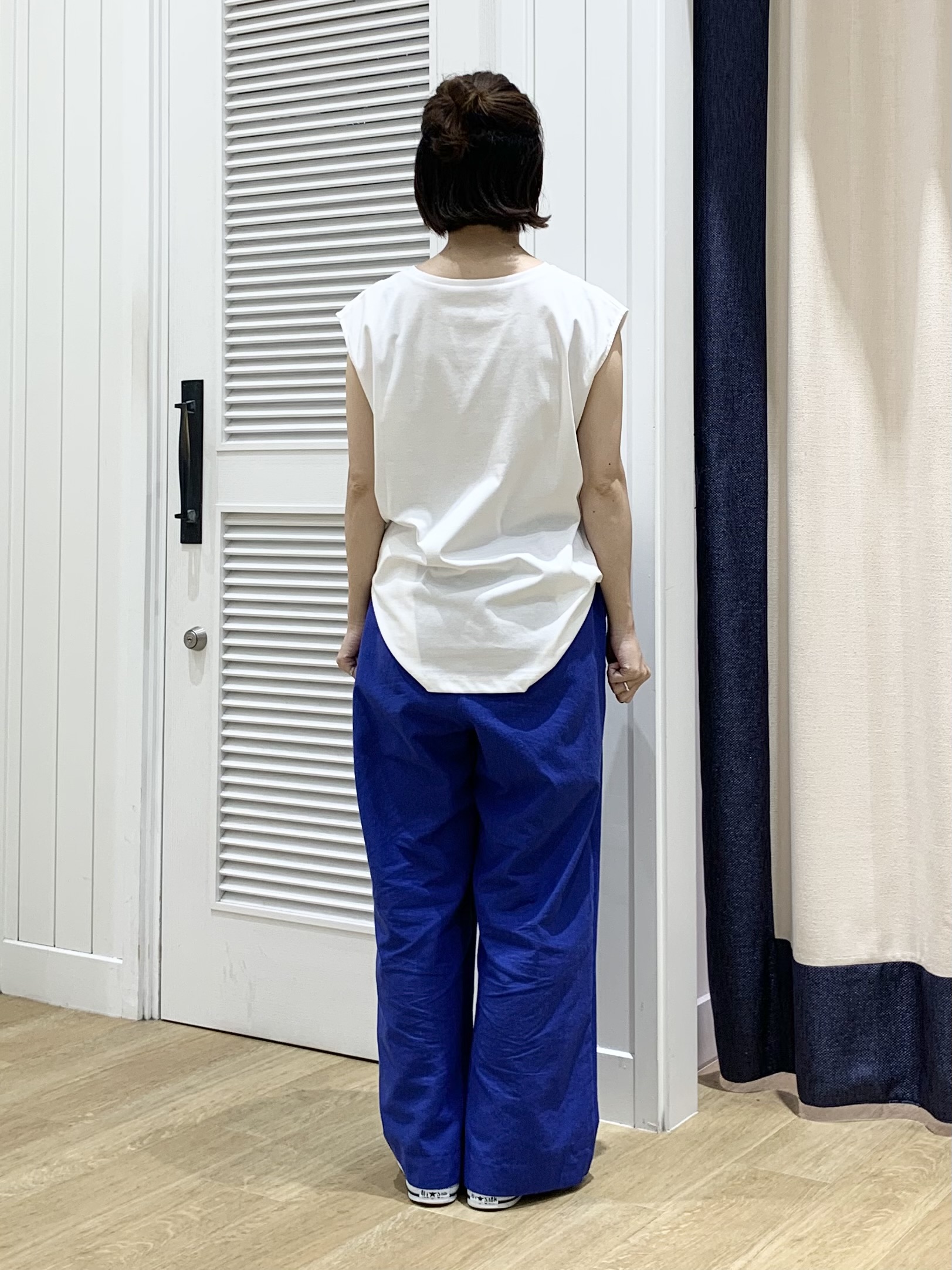 IMARIさんの「Dessin｜【接触冷感/UVカット】美光沢ノースリーブカットソー」を使ったコーディネート