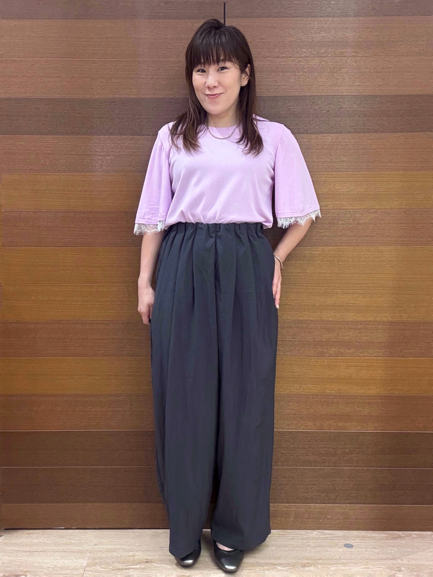 maichiさんの「OPAQUE.CLIP｜【遮熱性】袖口レース フレアスリーブニット《洗濯機OK／抗ピル》」を使ったコーディネート