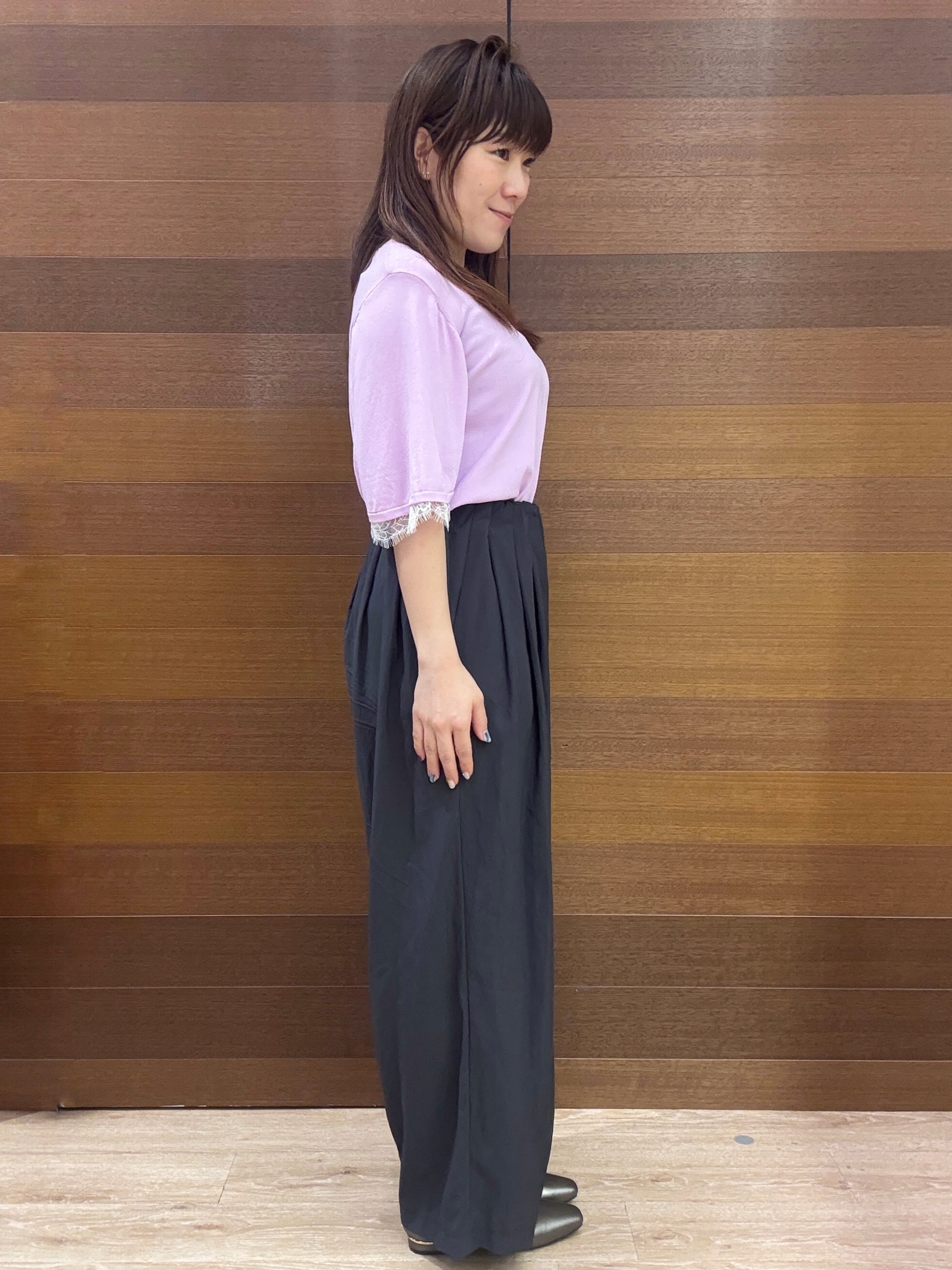 maichiさんの「OPAQUE.CLIP｜【遮熱性】袖口レース フレアスリーブニット《洗濯機OK／抗ピル》」を使ったコーディネート