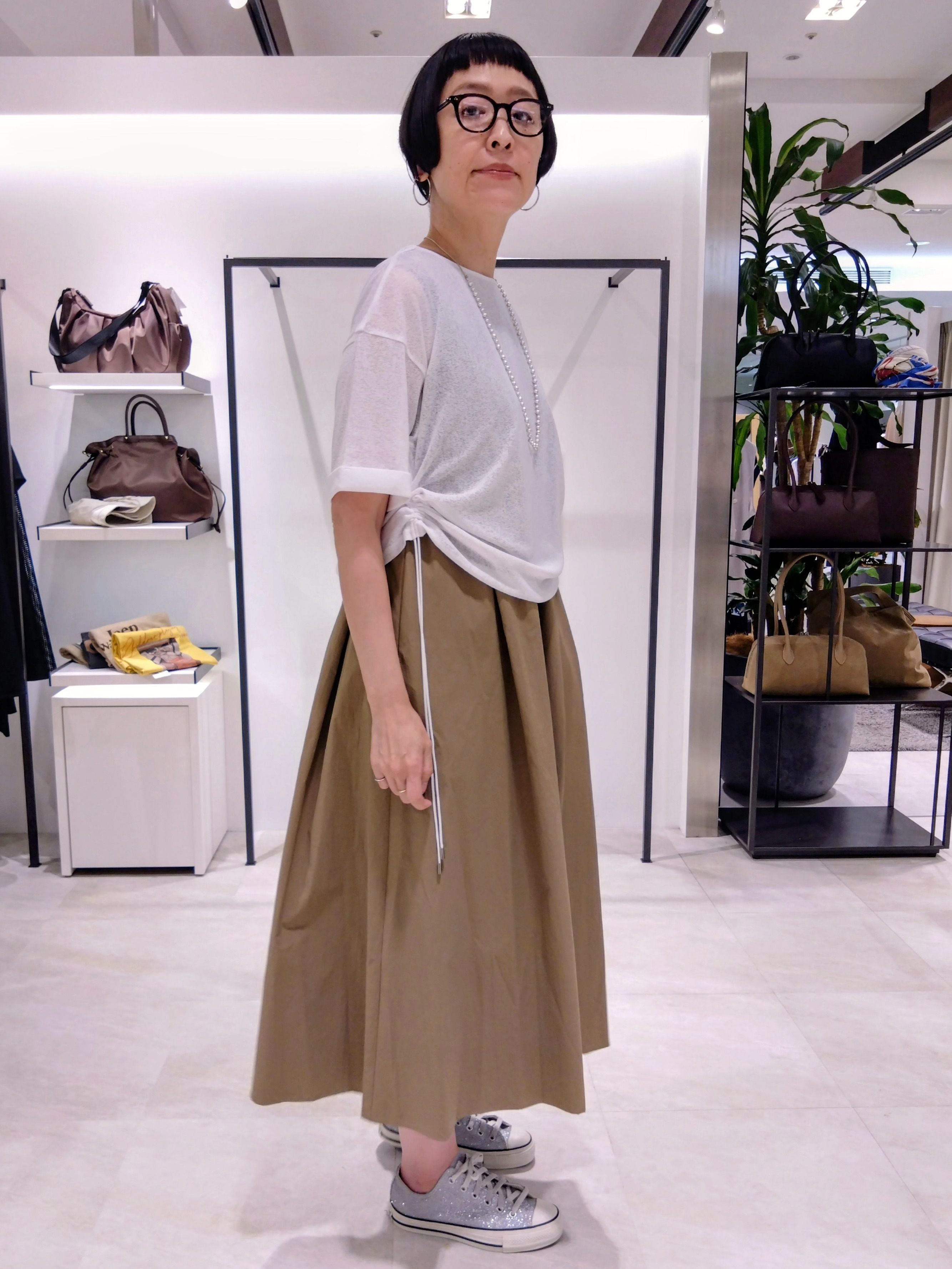 まちこさんの「UNTITLED｜【接触冷感/UVカット/吸水速乾】Aラインロングワンピース」を使ったコーディネート