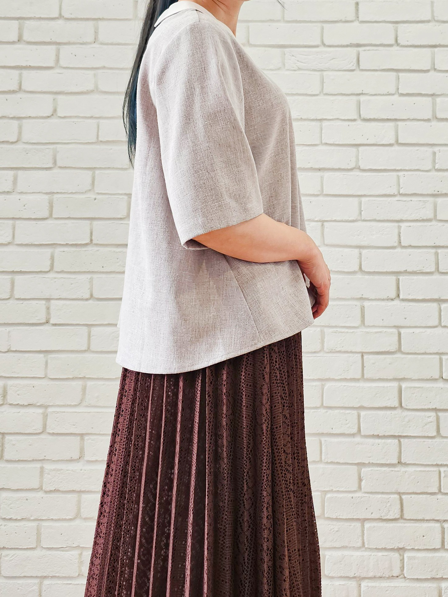 ゆゆさんの「SHOO･LA･RUE｜【高通気／セットアップ対応】サマーツイード調衿付き半袖ブラウス」を使ったコーディネート