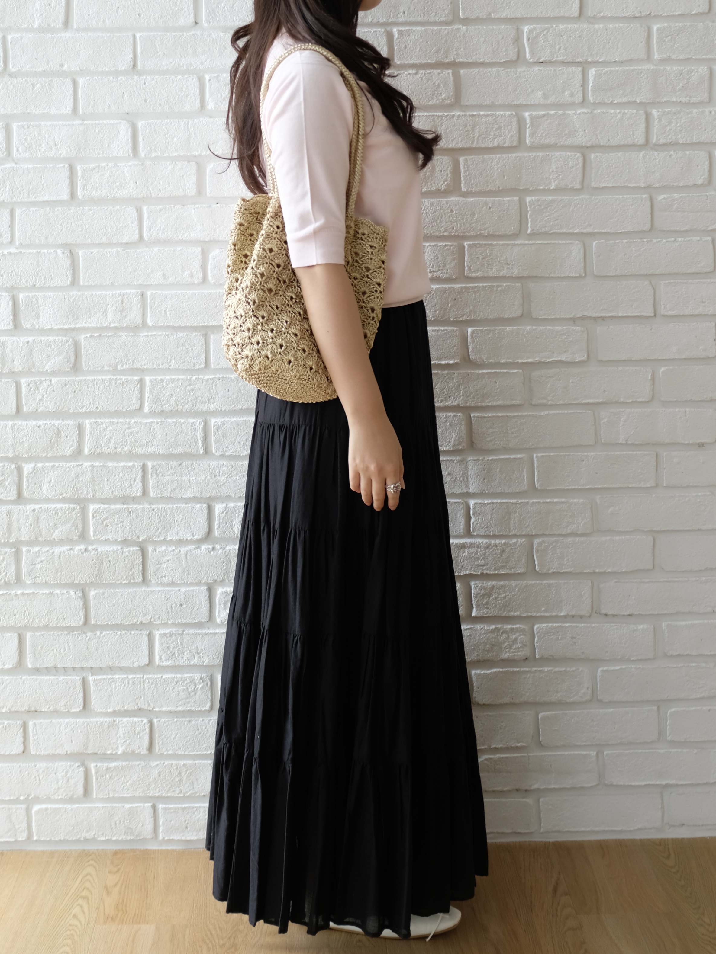 NAさんの「DRESSTERIOR｜【ウォッシャブル】コットンシルクハーフスリーブニット」を使ったコーディネート