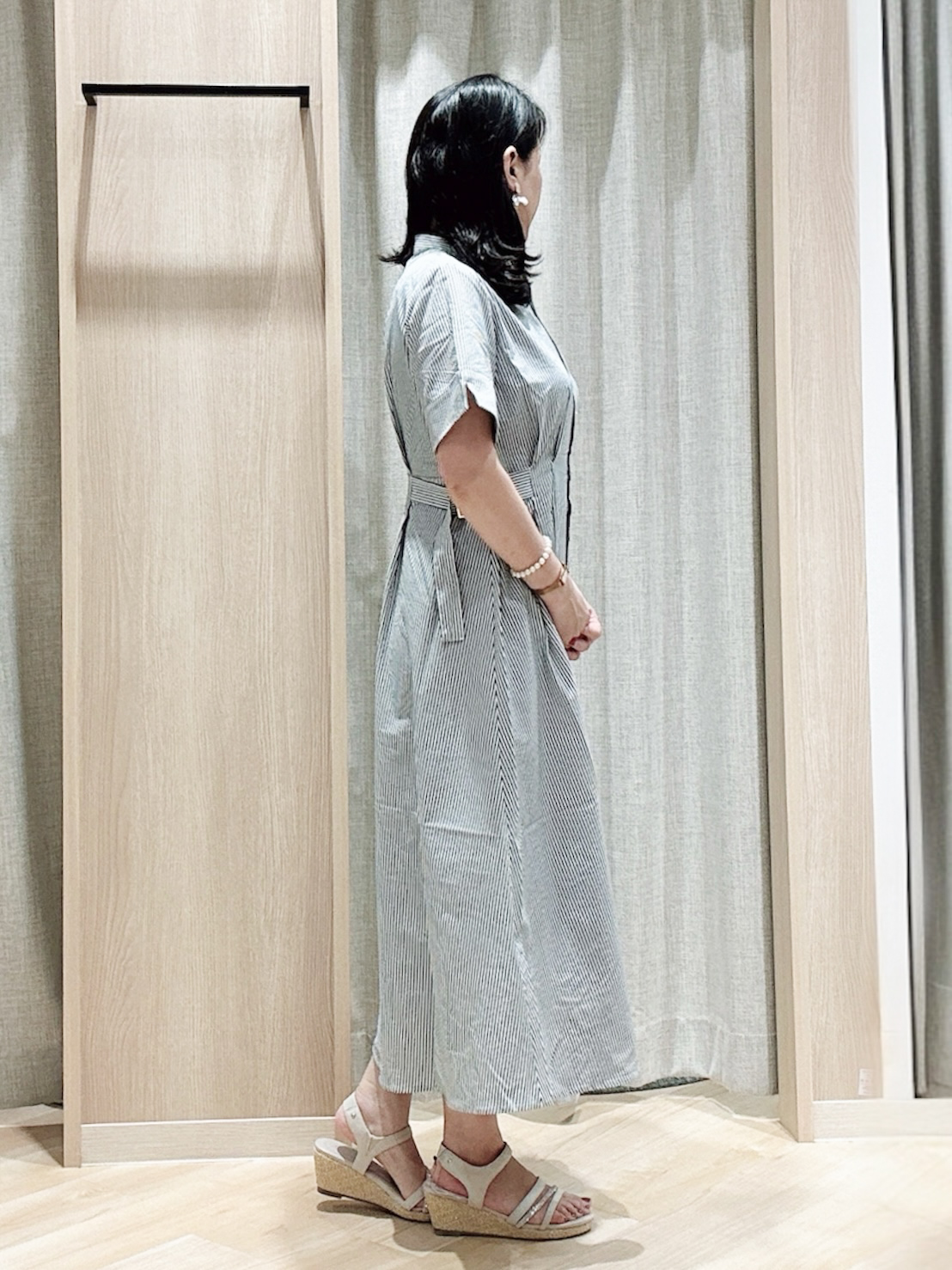 kokoさんの「grove｜【低身長さんも選べる着丈/UV・シワになりにくいetc】涼やかさも、きちんとも叶うワンピース」を使ったコーディネート