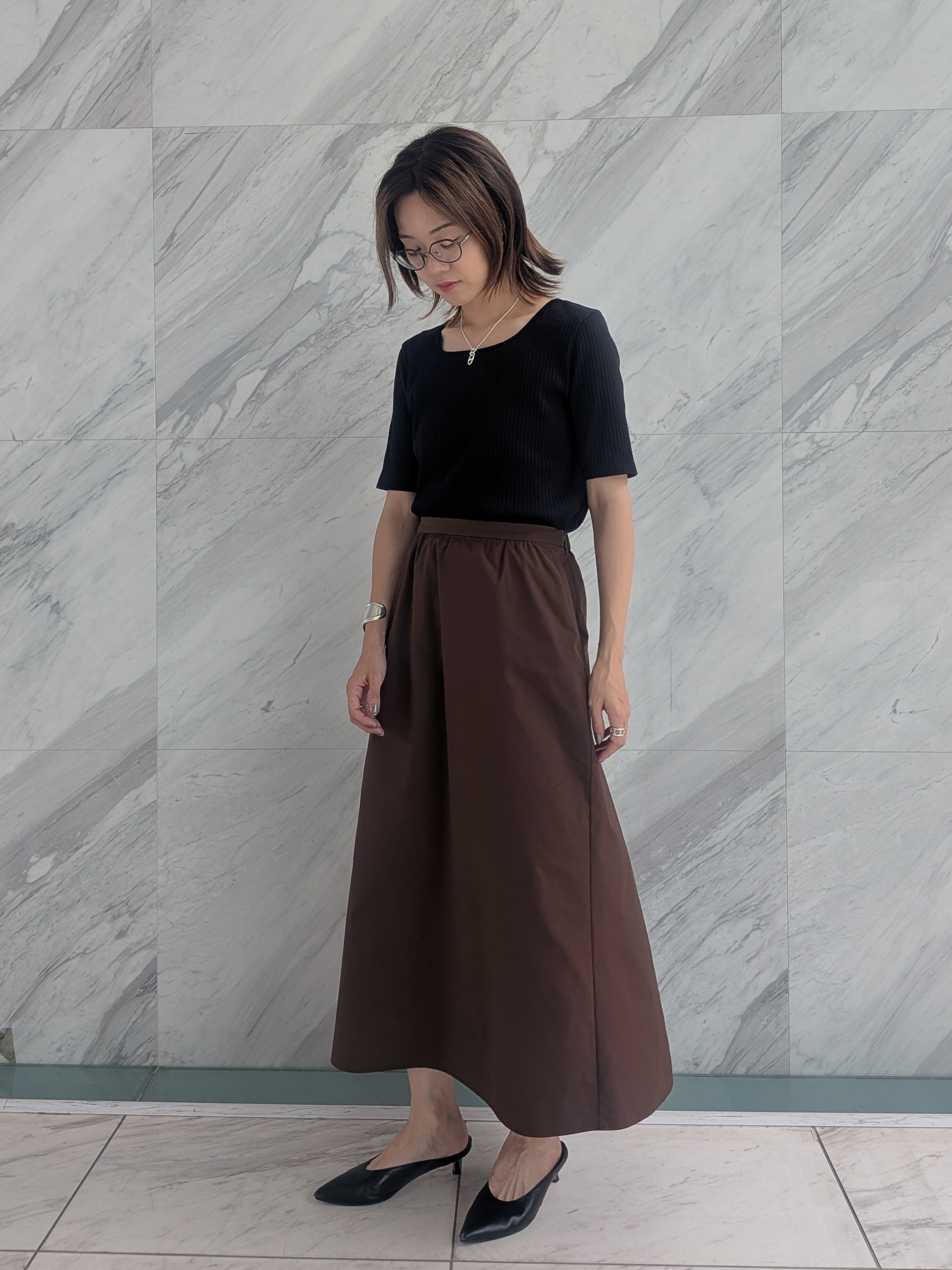 Aさんの「UNTITLED｜【二の腕カバー】スクエアネックテレコプルオーバー」を使ったコーディネート