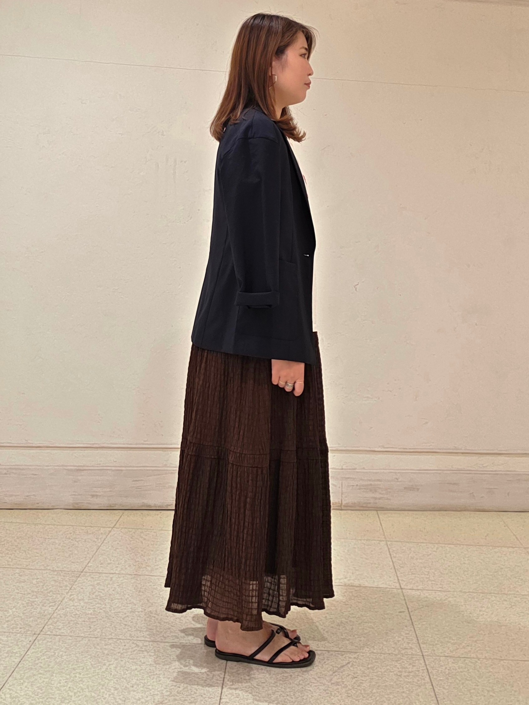 yumiさんの「Reflect｜【接触冷感】ラインアート刺繍Tシャツ」を使ったコーディネート